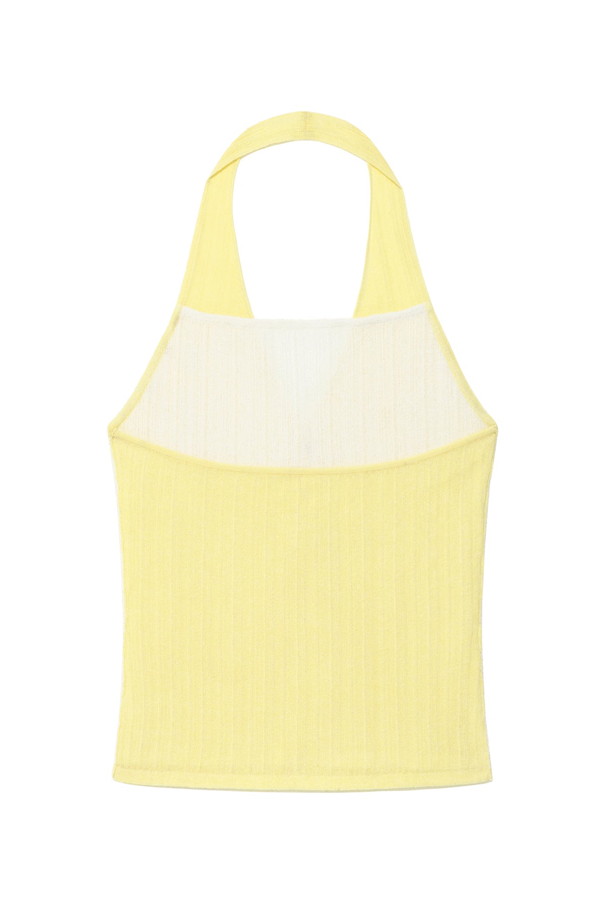 [matinkim] LAYERED BUTTON HALTER NECK TOP IN LIGHT YELLOW