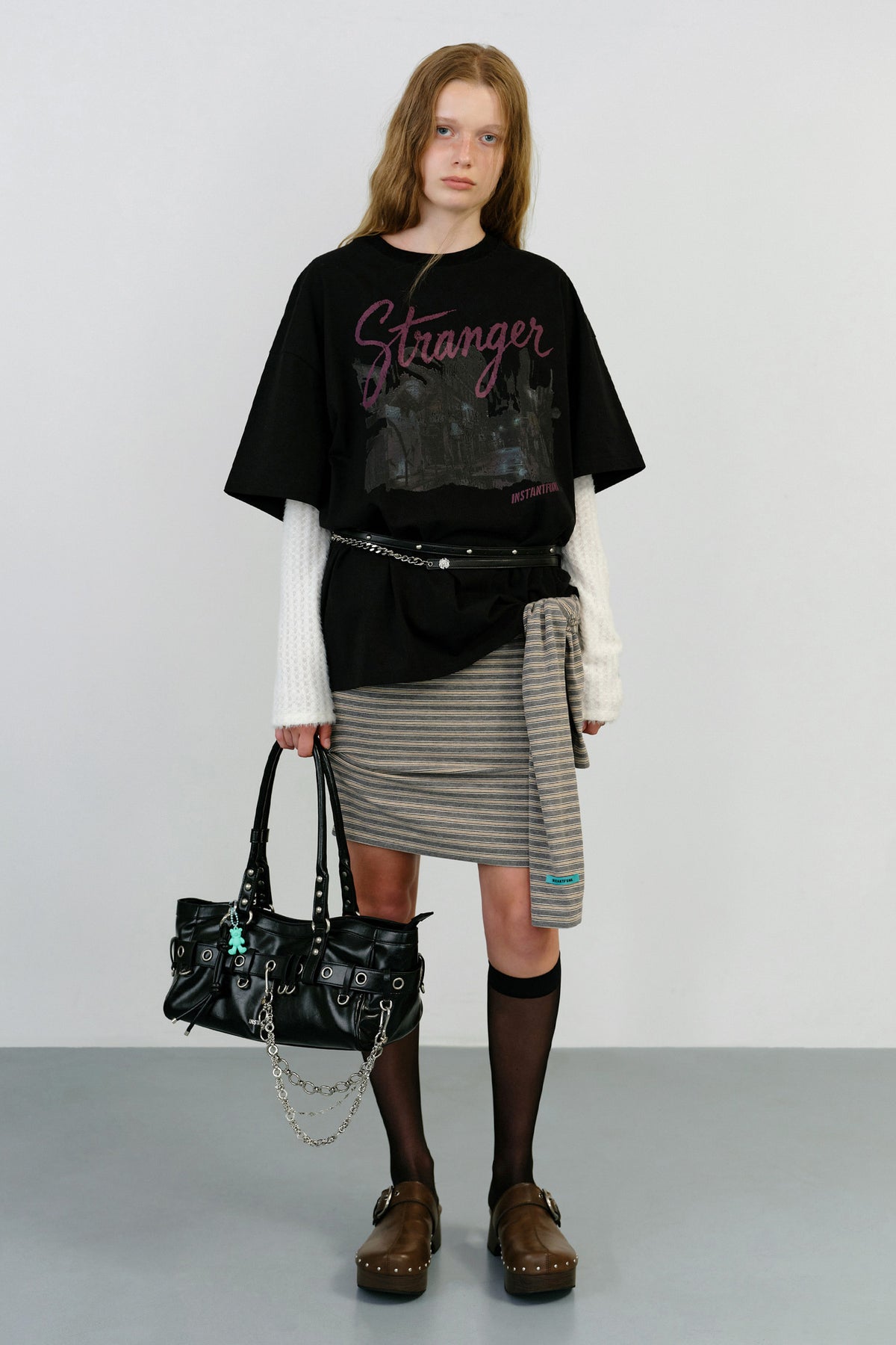 Instantfunk Chain Mix Leather Belt - Black