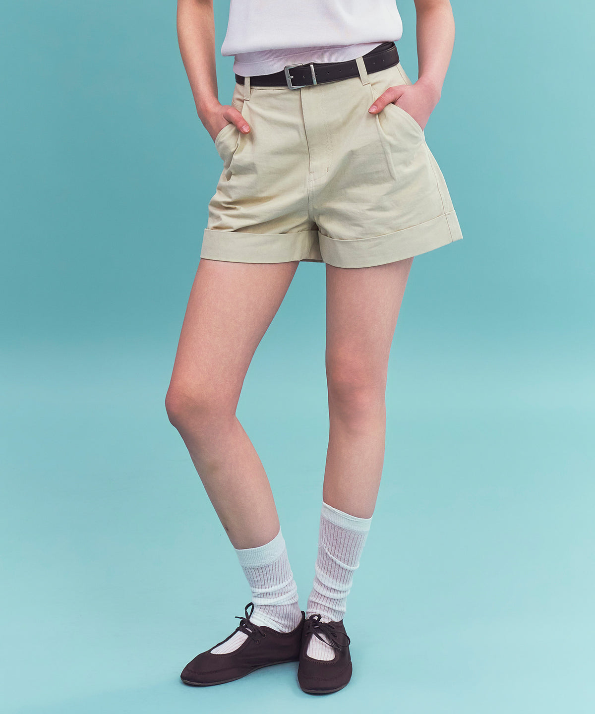 Satur (W) Pocket Cotton Chino Shorts - Beige