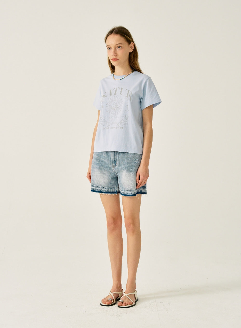 [satur] (W) Tarot Graphic T-Shirt - Light Blue