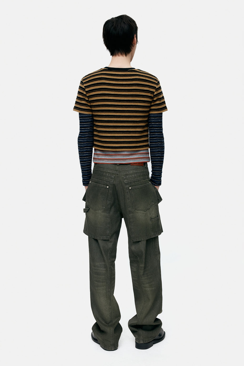 Andersson Bell Unisex Raptor Layered Wide-Leg Jeans Green)