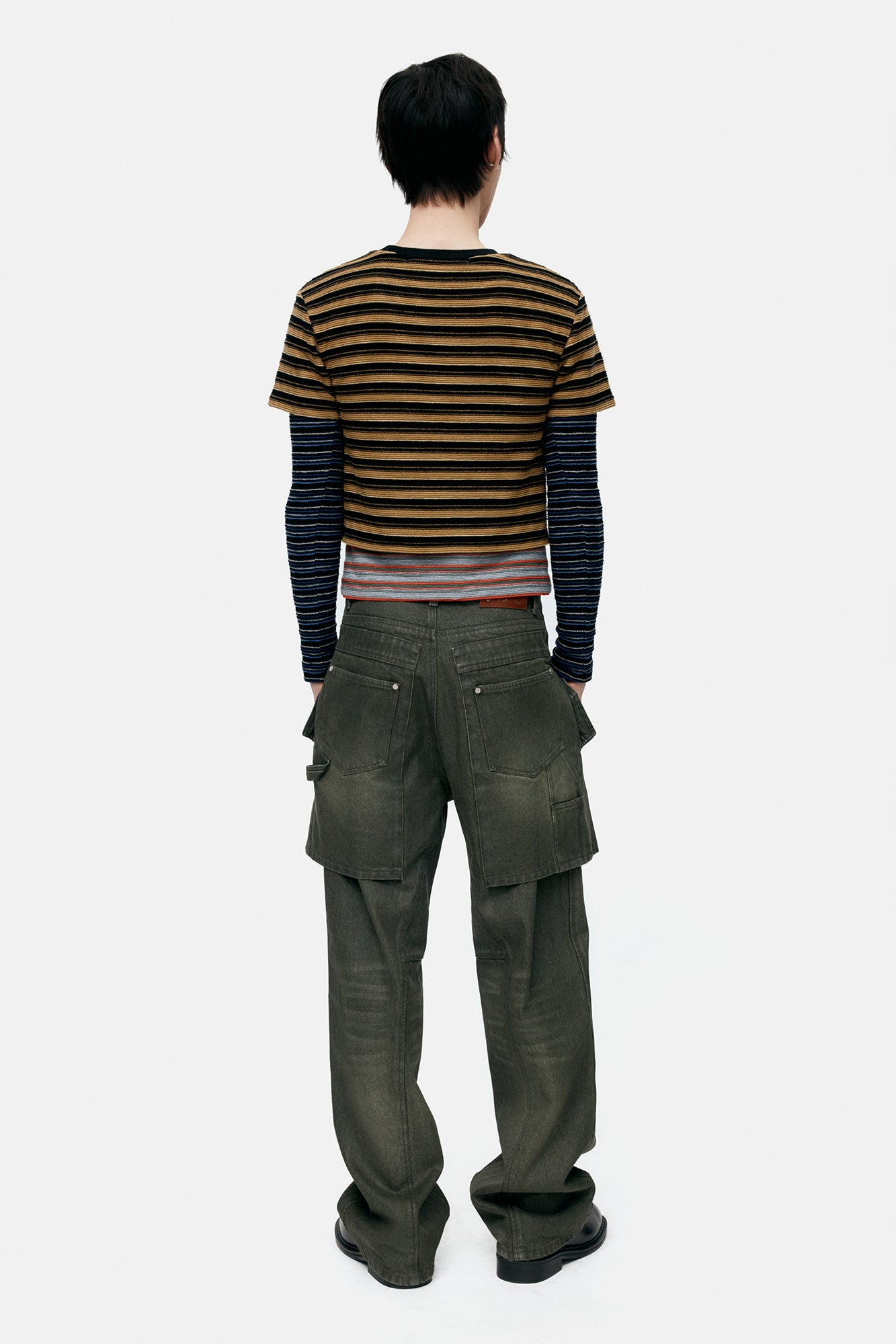 Andersson Bell Unisex Raptor Layered Wide-Leg Jeans Green)