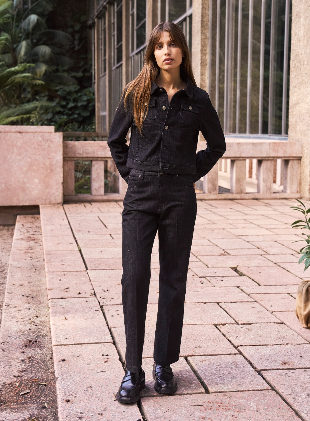 [satur] 1/28 Pre-order Delivery (W) Classic Nonfade Straight Denim Pants - Black