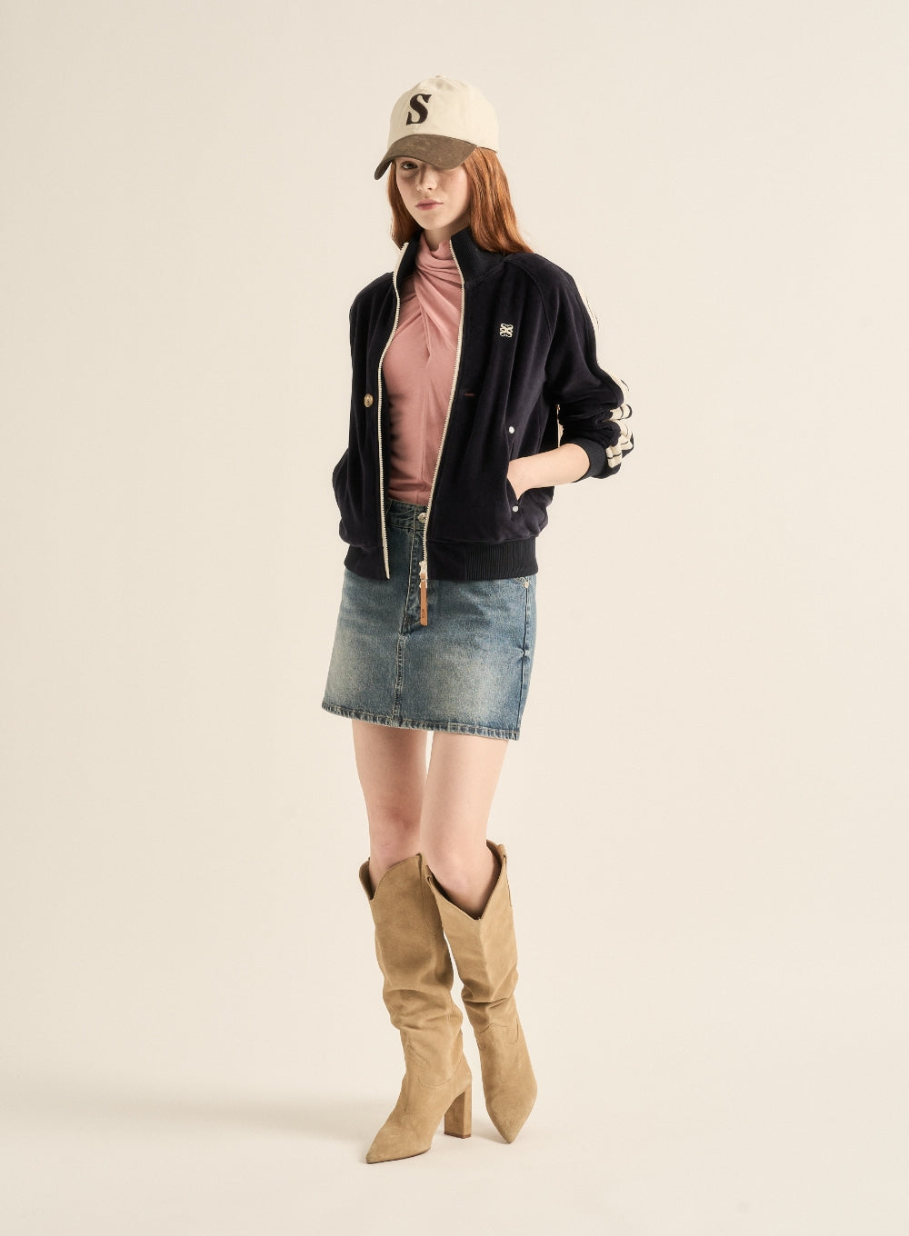 [satur] (W) Crossed Turtle Neck Long Sleeve - Pink