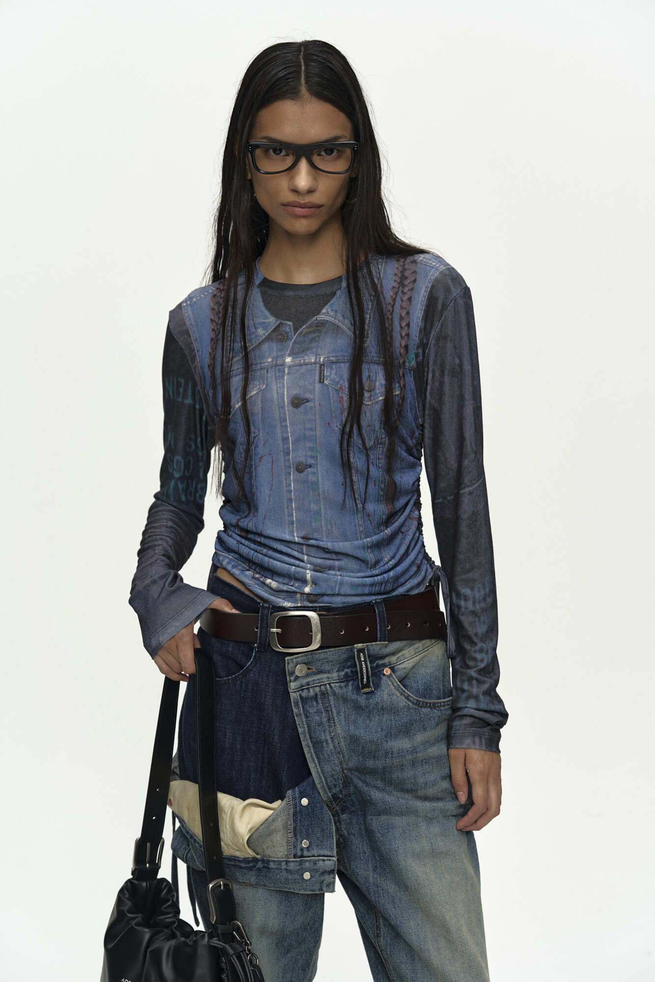 Andersson Bell Denim Collage Printed Top