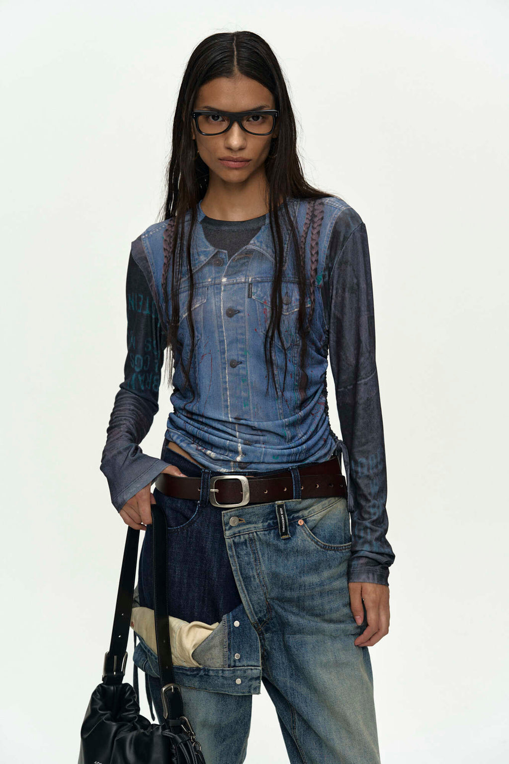 Andersson Bell Denim Collage Printed Top Navy)