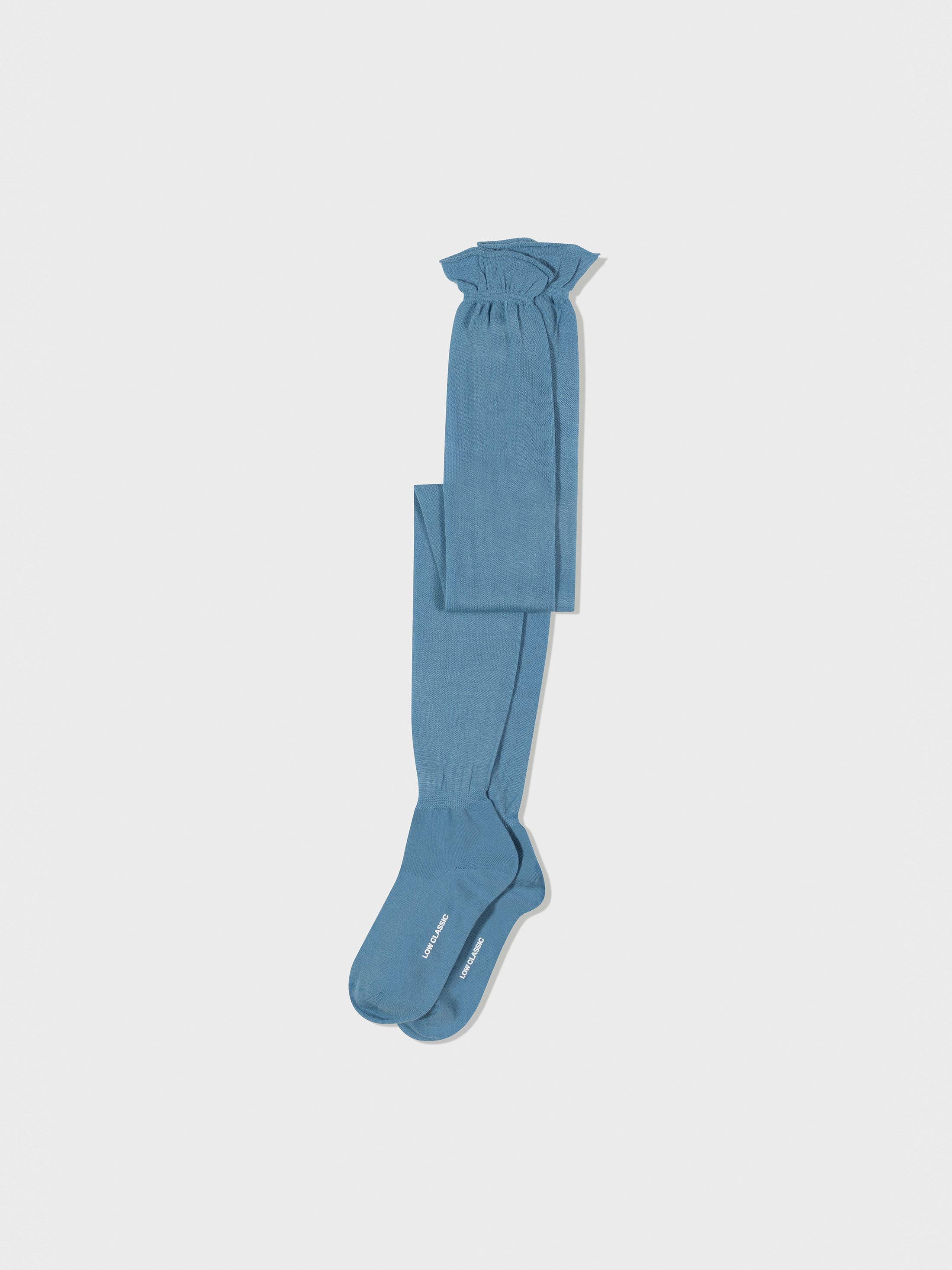 Low Classic Shirring Long Socks Blue