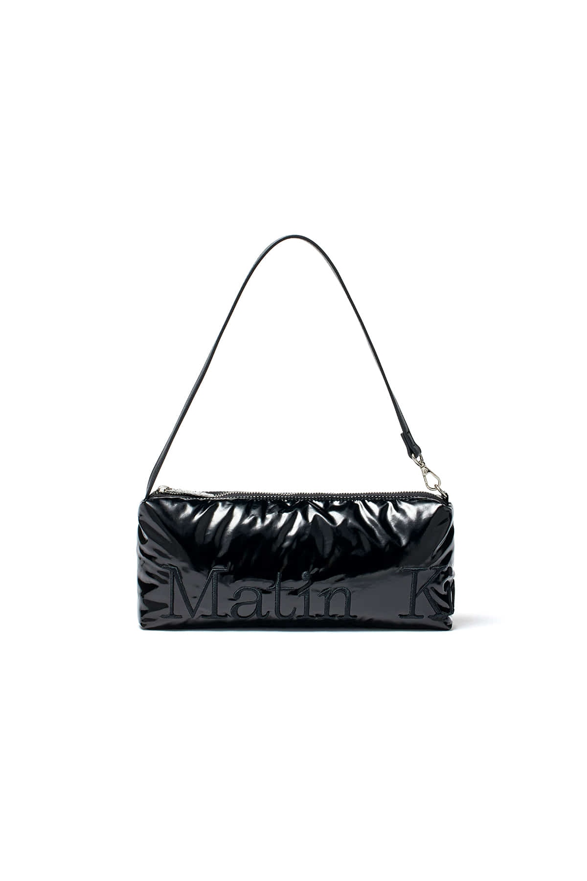 [matinkim] GLOSSY LOGO STITCH MINI SHOULDER BAG IN BLACK