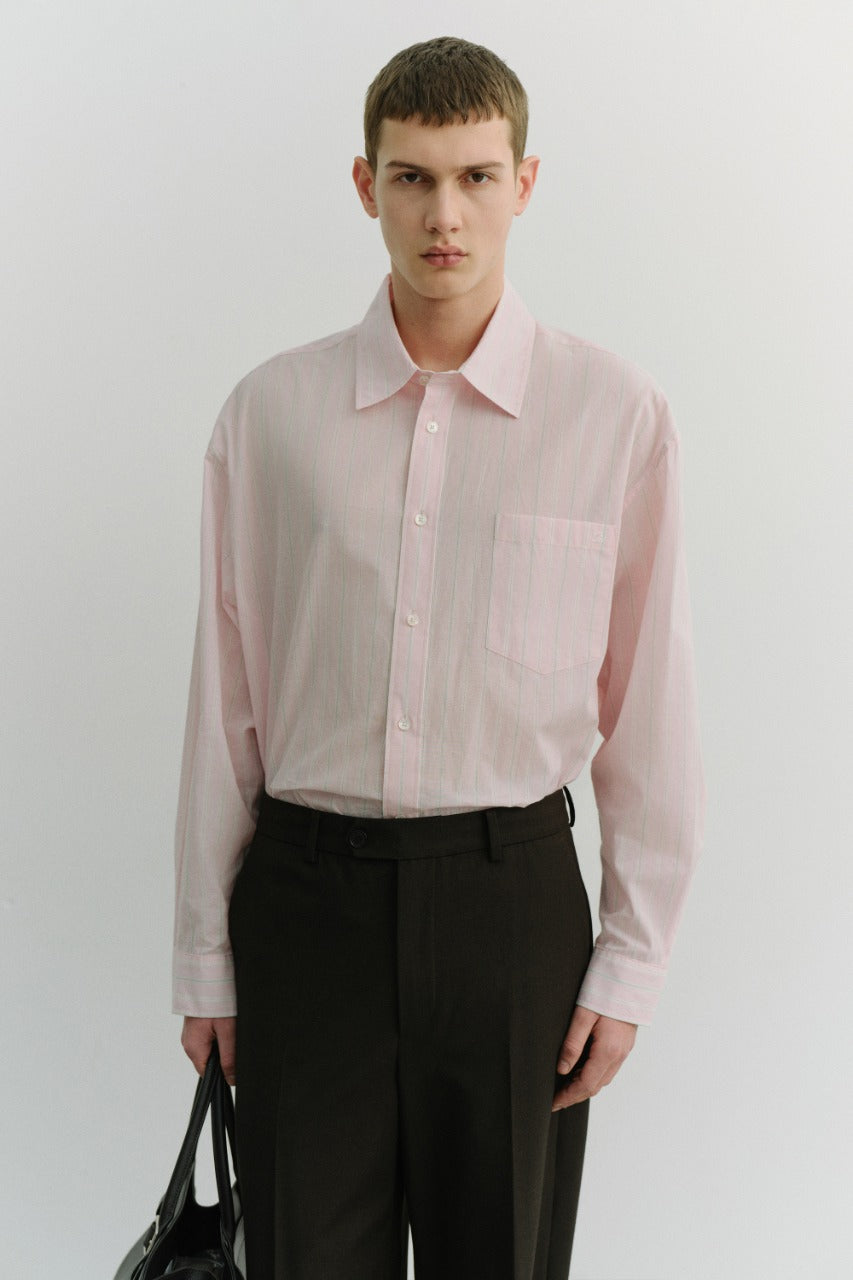 Dunst Unisex Oversized Striped Shirt Soft Pink Stripe