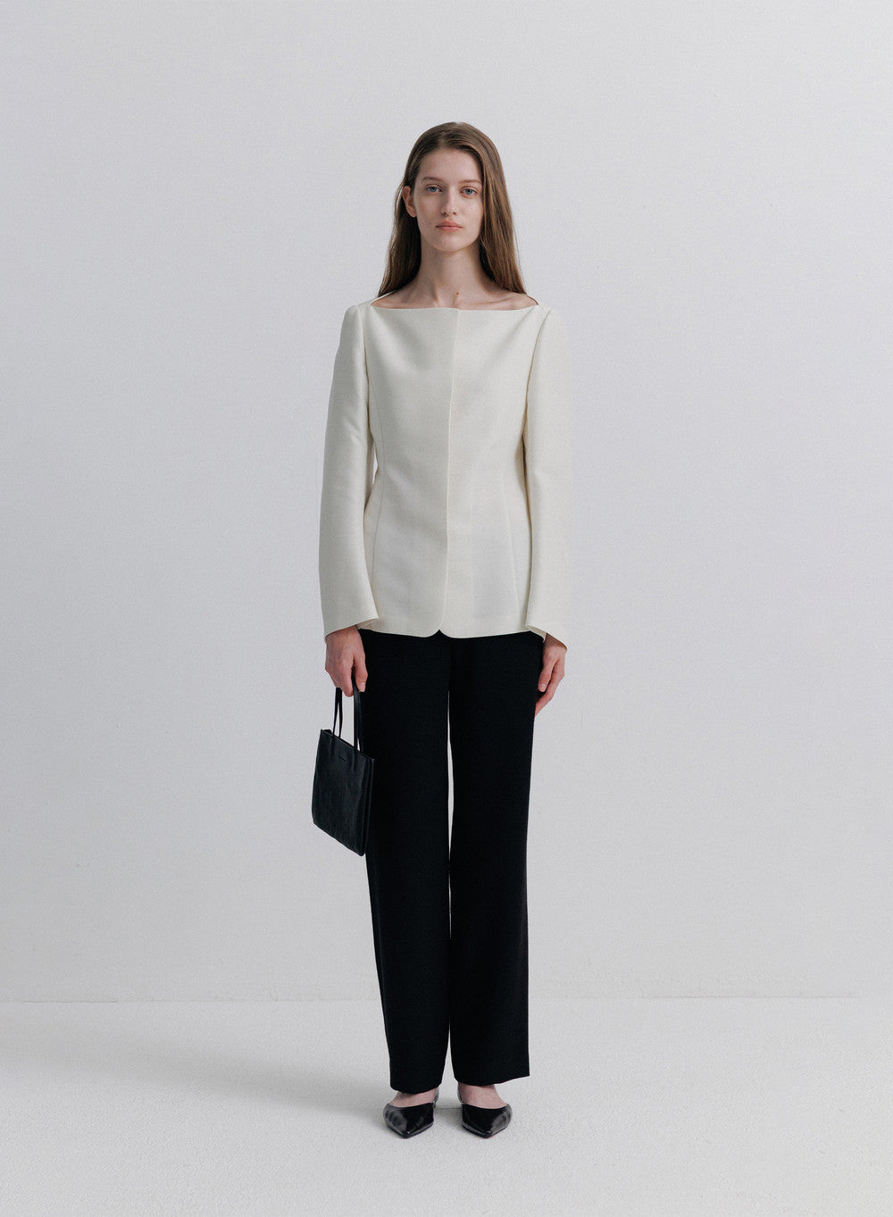 Kindersalmon Linnea Wool Silk Blouse Bone