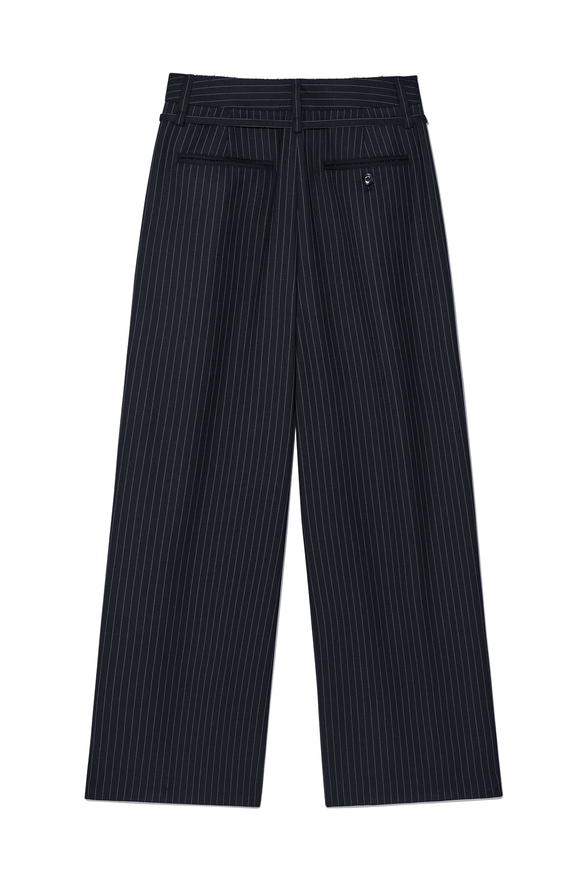 [matinkim] TUCK POINT STRIPE TROUSER IN DARK NAVY