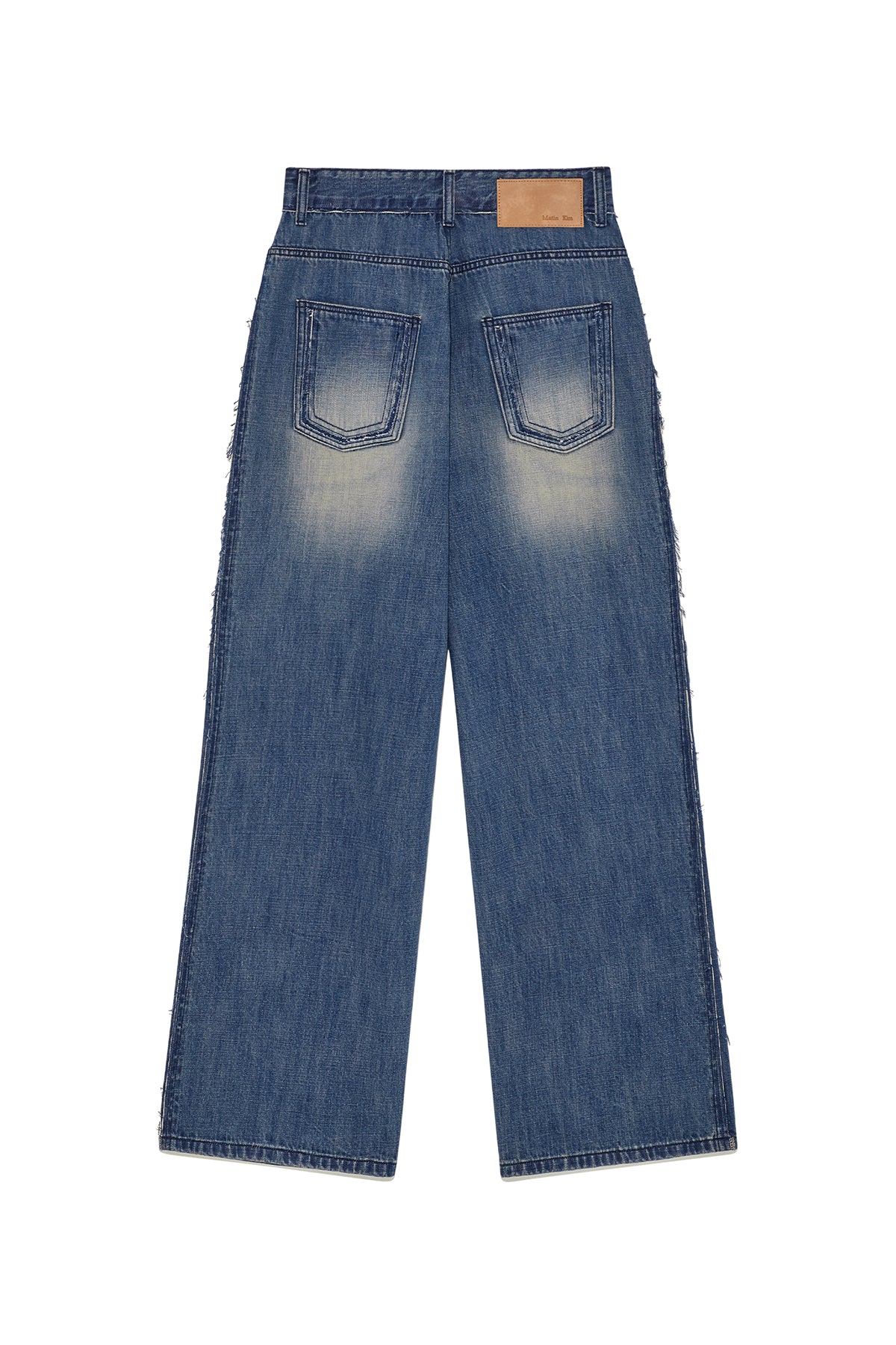 Matinkim Rough Cut Line Point Denim Pants IN Blue