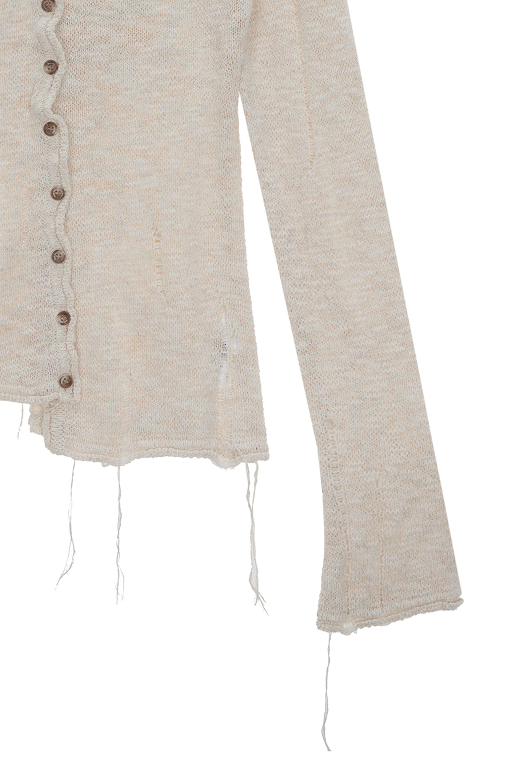 [matinkim] UNBALANCE BUTTON DETAIL CARDIGAN IN IVORY