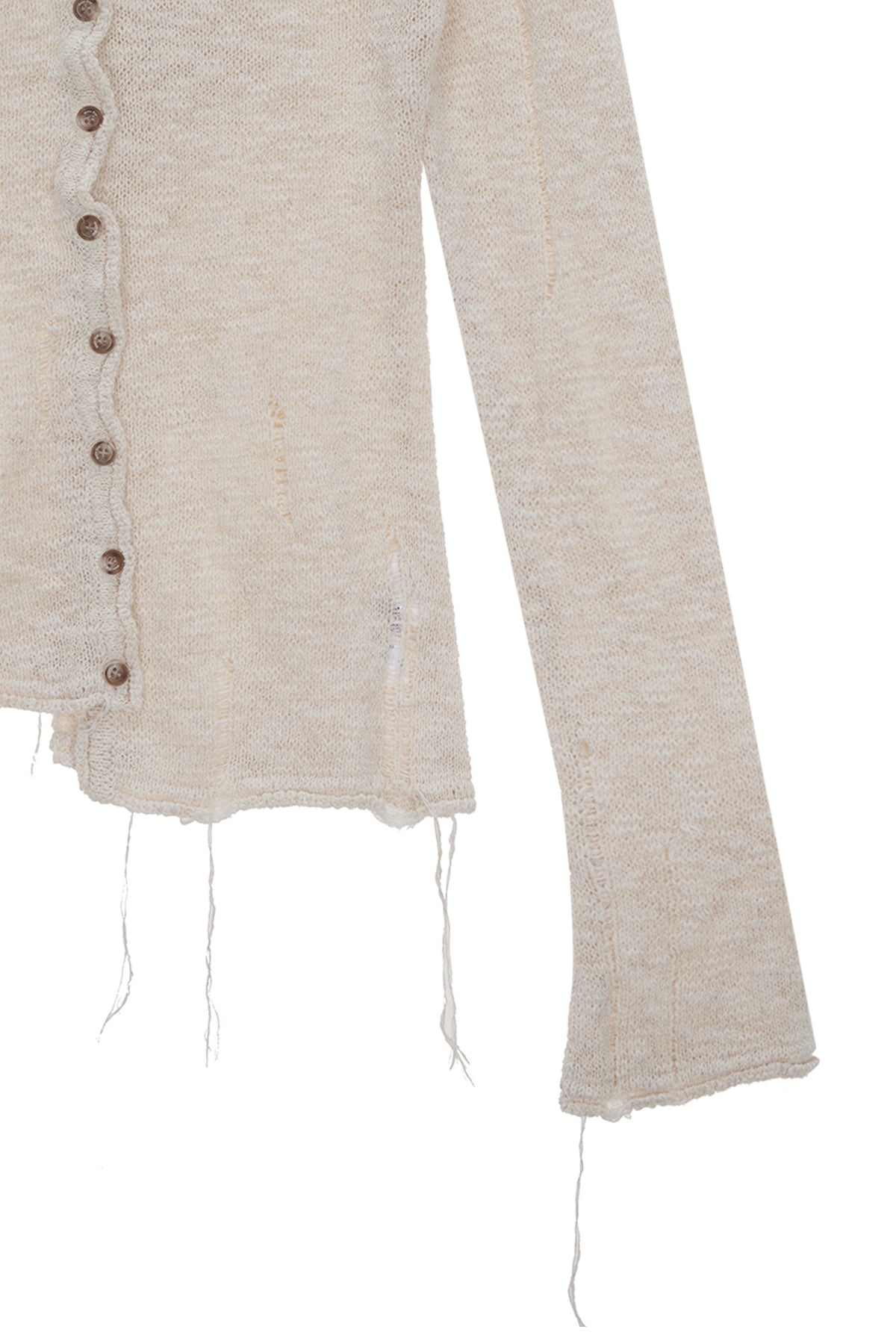 [matinkim] UNBALANCE BUTTON DETAIL CARDIGAN IN IVORY