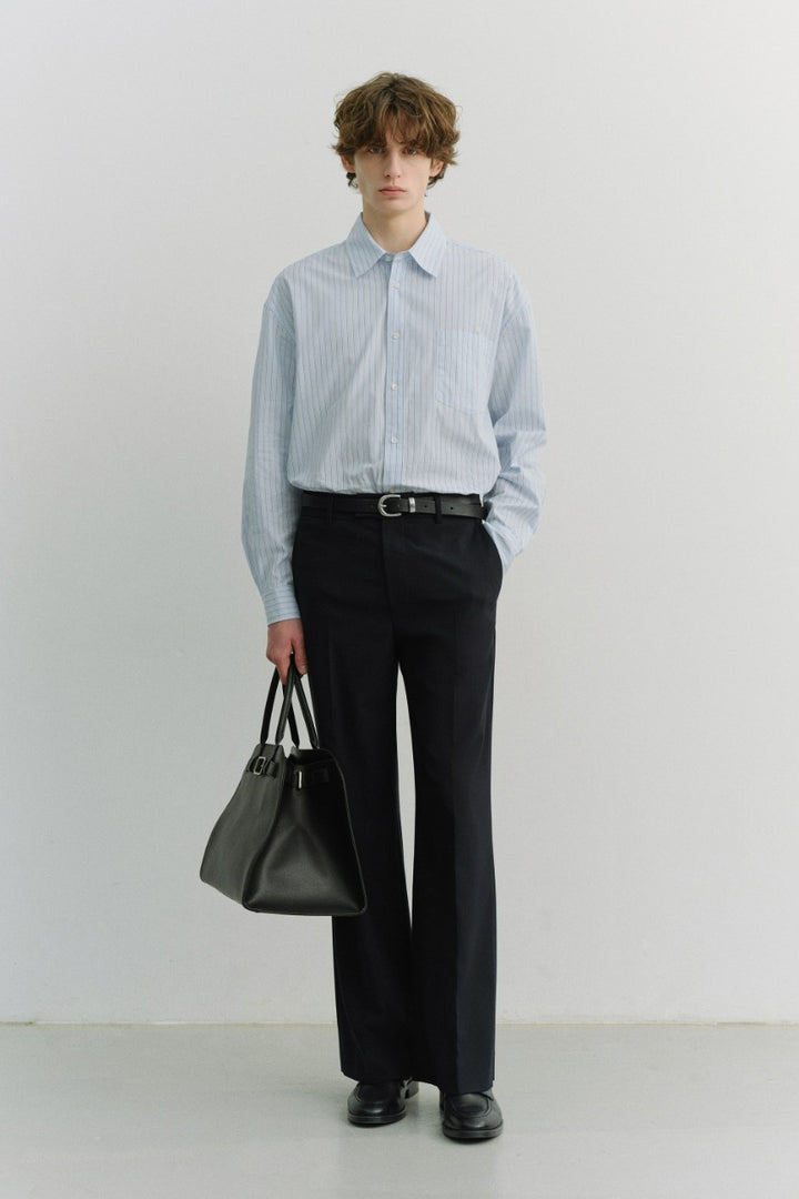Dunst Unisex Oversized Striped Shirt Sky Blue Stripe