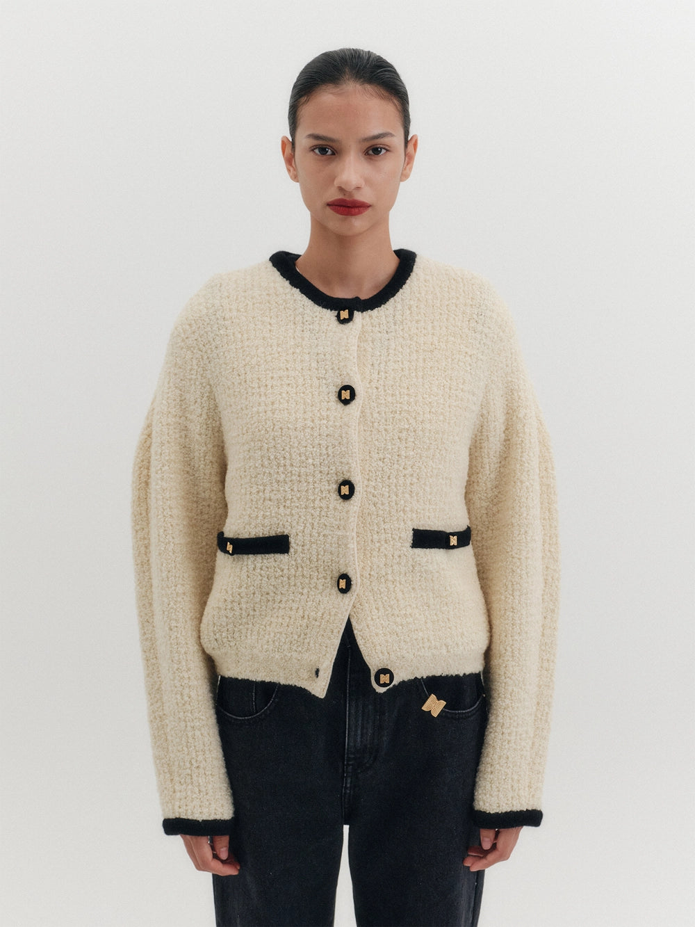 EENK Round Neck Knitwear Cardigan - Dark Navy