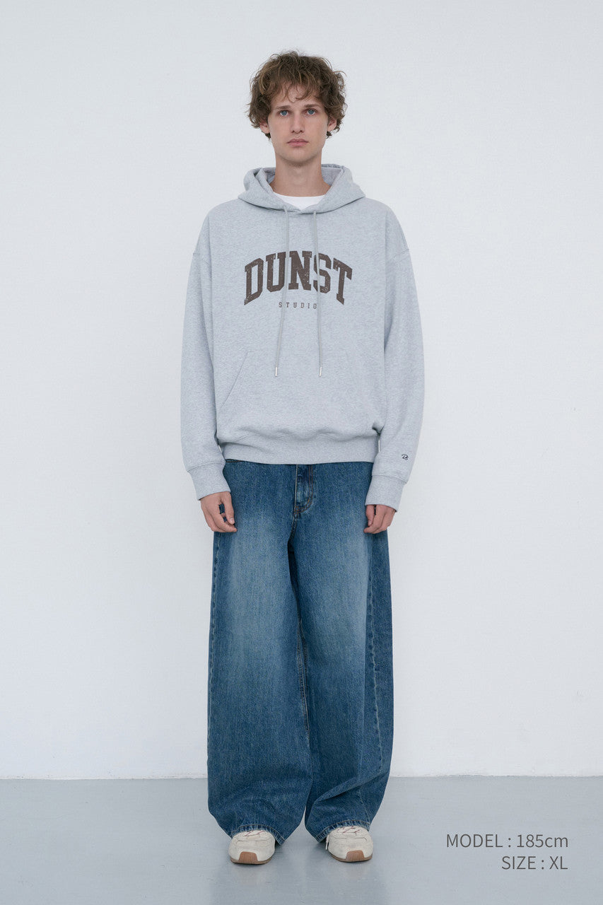 Dunst Unisex Arch Logo Hoodie Mid Melange Grey