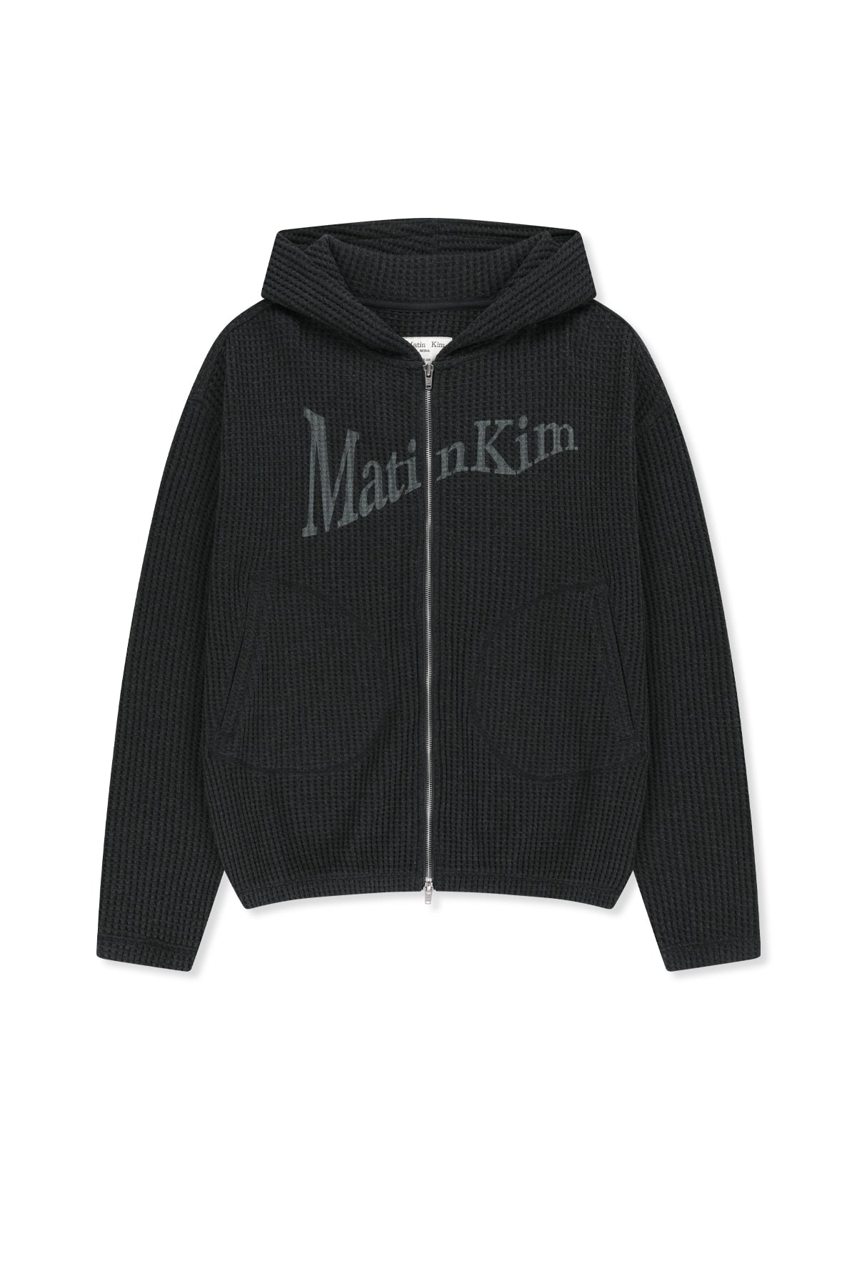 Matinkim Matin Logo Waffle Hoody Zip UP IN Charcoal