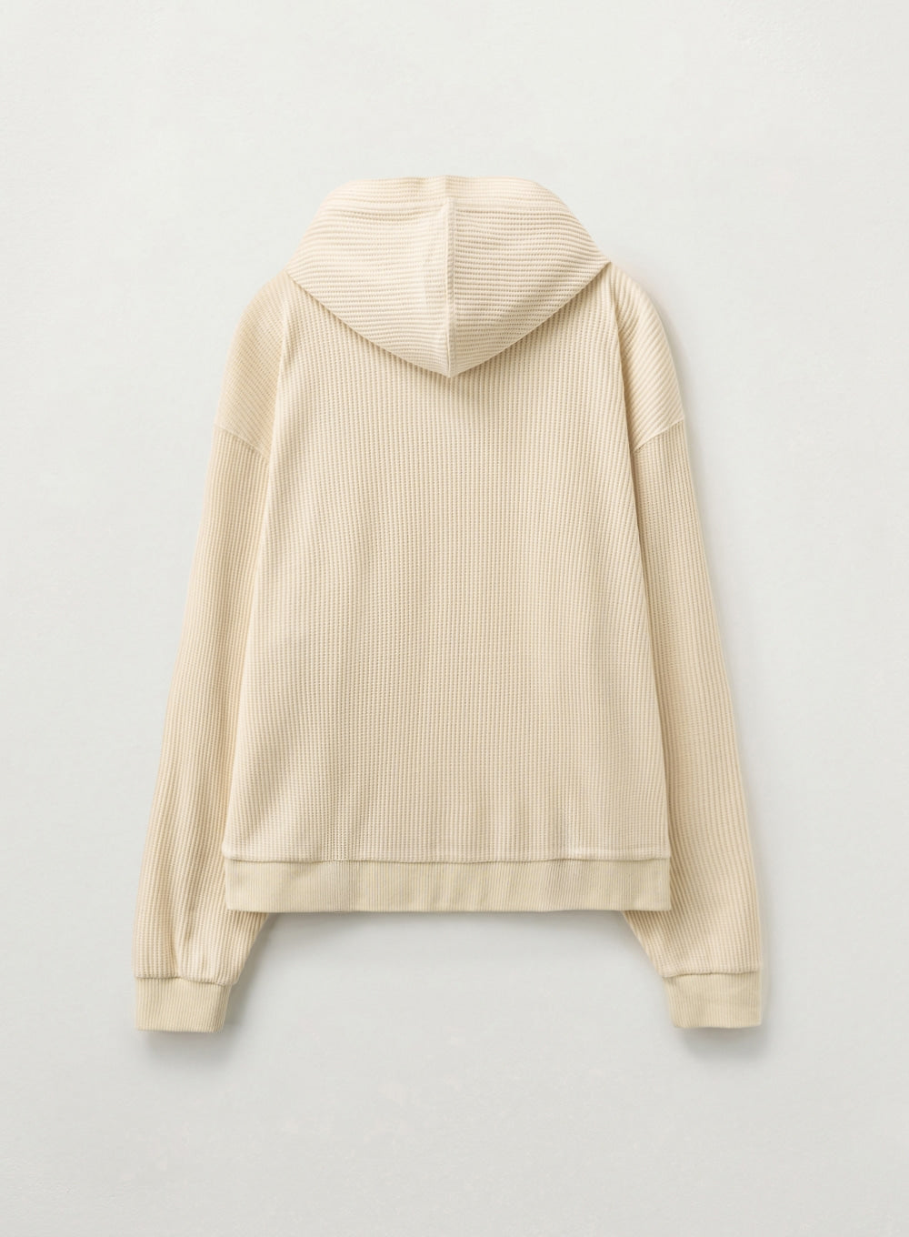 [satur] Half Button Waffle Hoodie - Cream