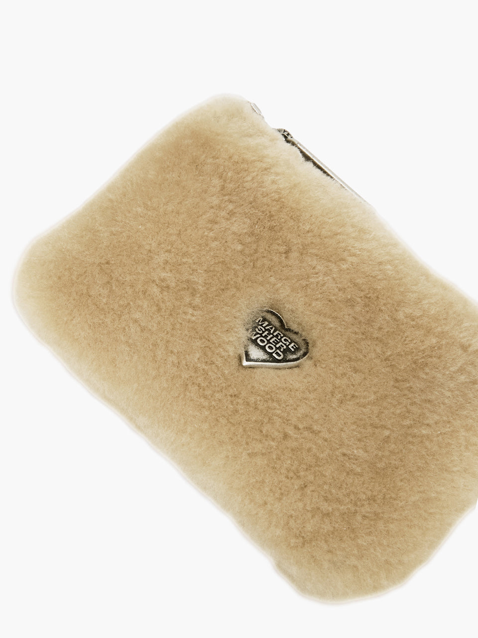 Margesherwood Shearling Zipper Wallet beige shearling