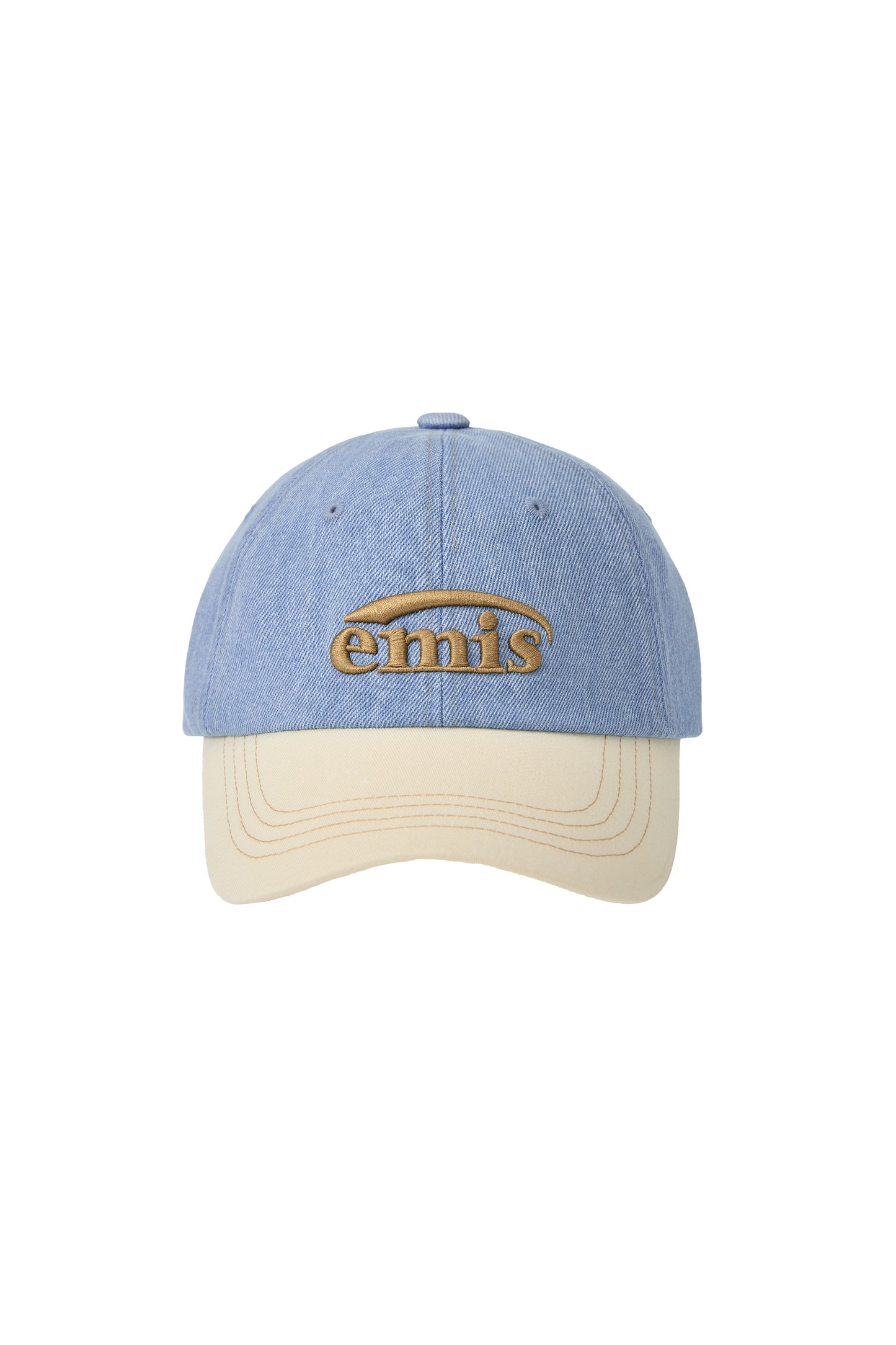 WASHED DENIM BALL CAP-LIGHT BLUE DENIM/CREAM