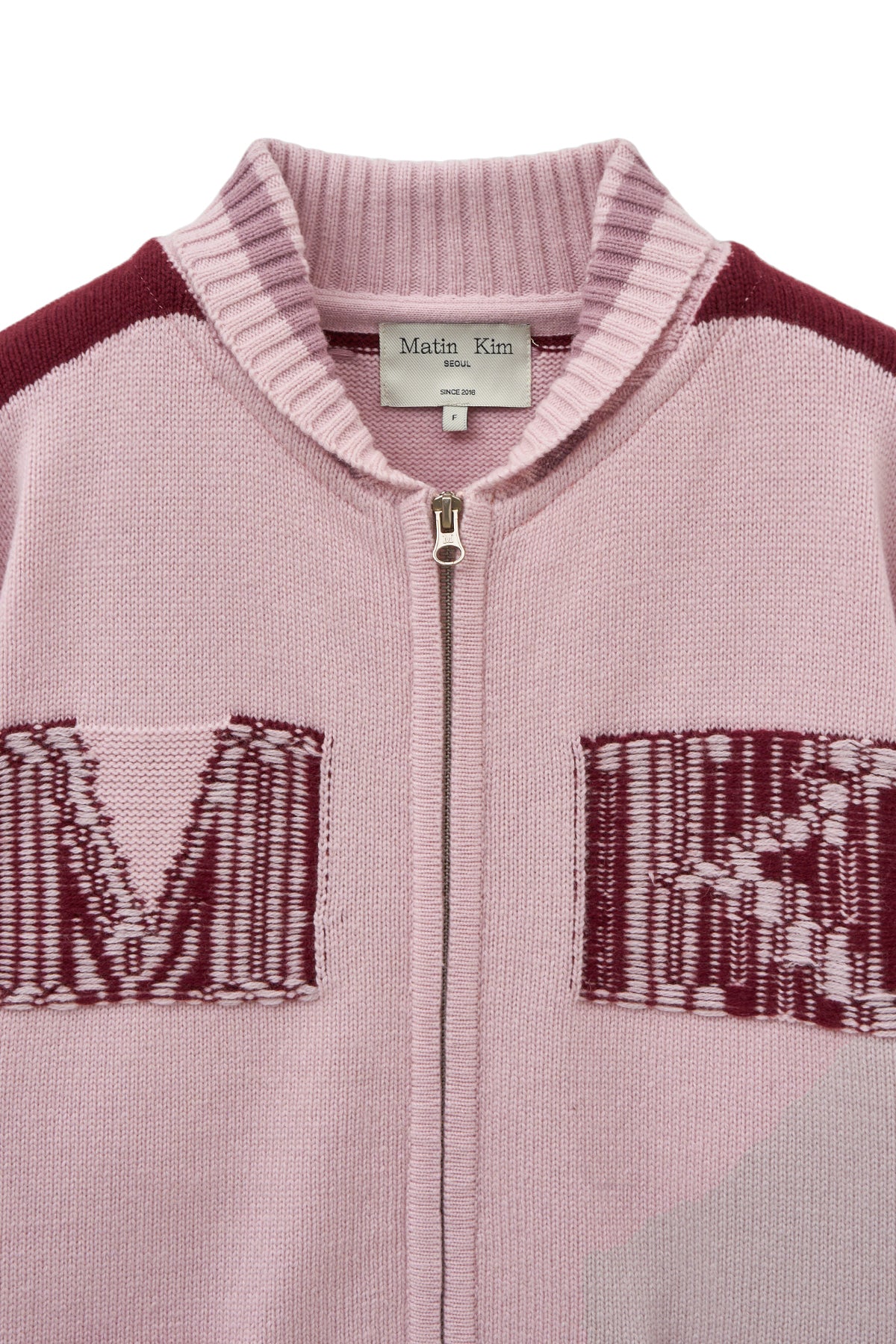 [matinkim] MATIN KIM INITIAL KNIT ZIP UP FOR WOMEN IN PINK