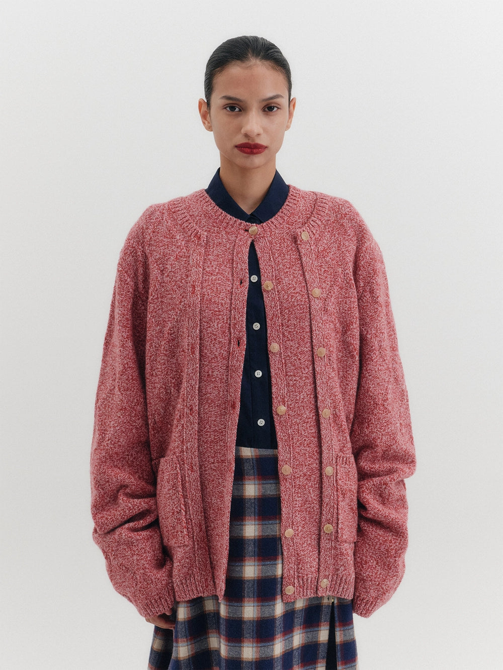 EENK Layered Knitwear Cardigan - Pink