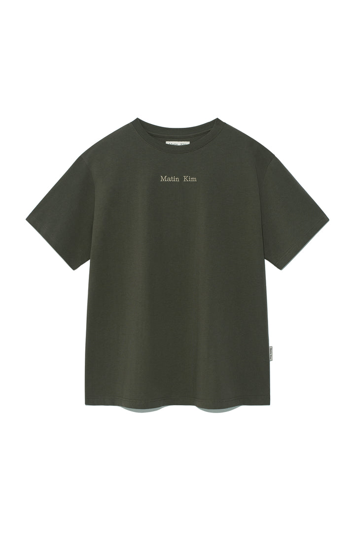 Matinkim Embroidery Small Logo Oversize Top IN Khaki