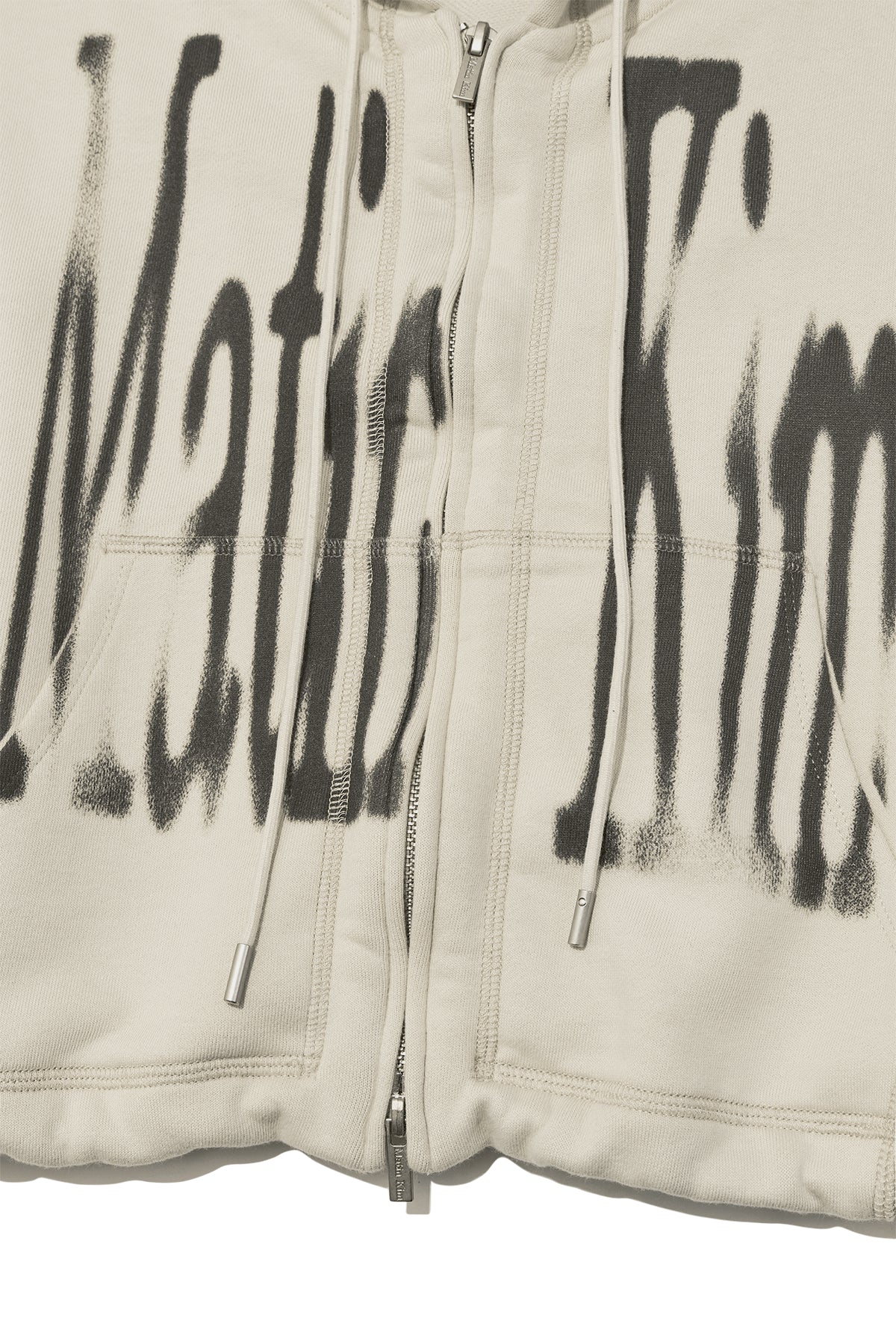 [matinkim] BIG LOGO CROP HOODY ZIP UP IN BEIGE