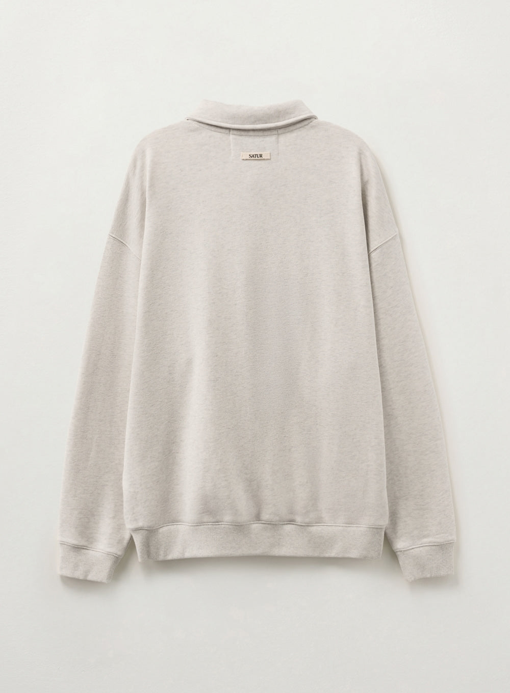 [satur] Rope Logo Loose Fit Collar Sweatshirt - Melange Ivory
