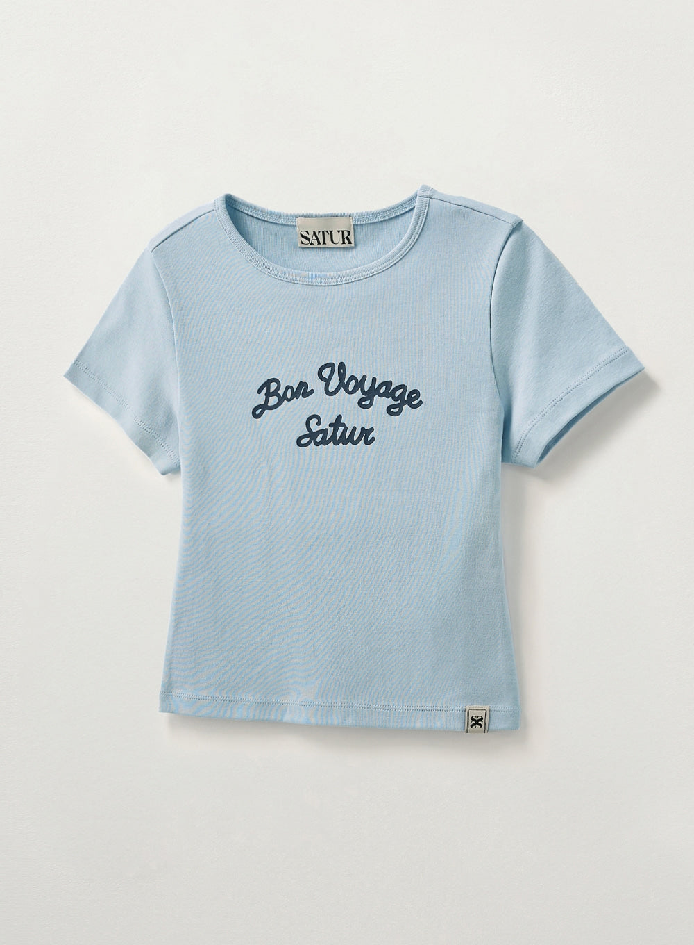[satur] (W) Bon Voyage Slim Fit Crop T-Shirt - Sky Blue