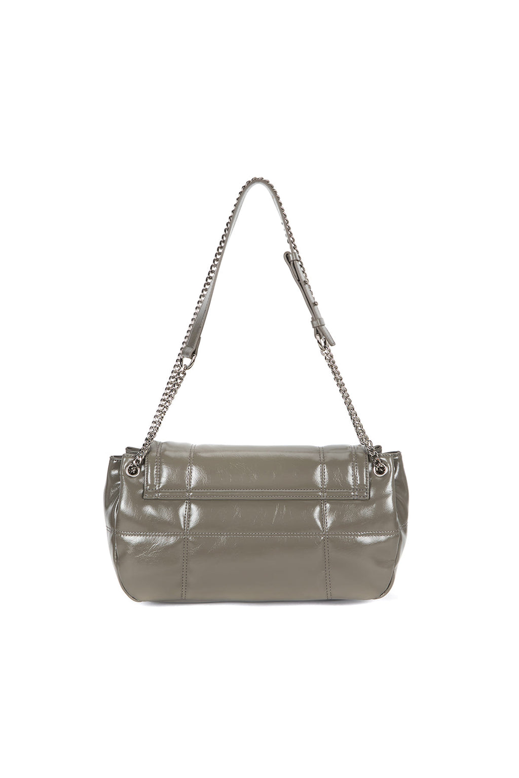 [matinkim] GLOSSY QUILTING MEDIUM CHAIN BAG IN GREY