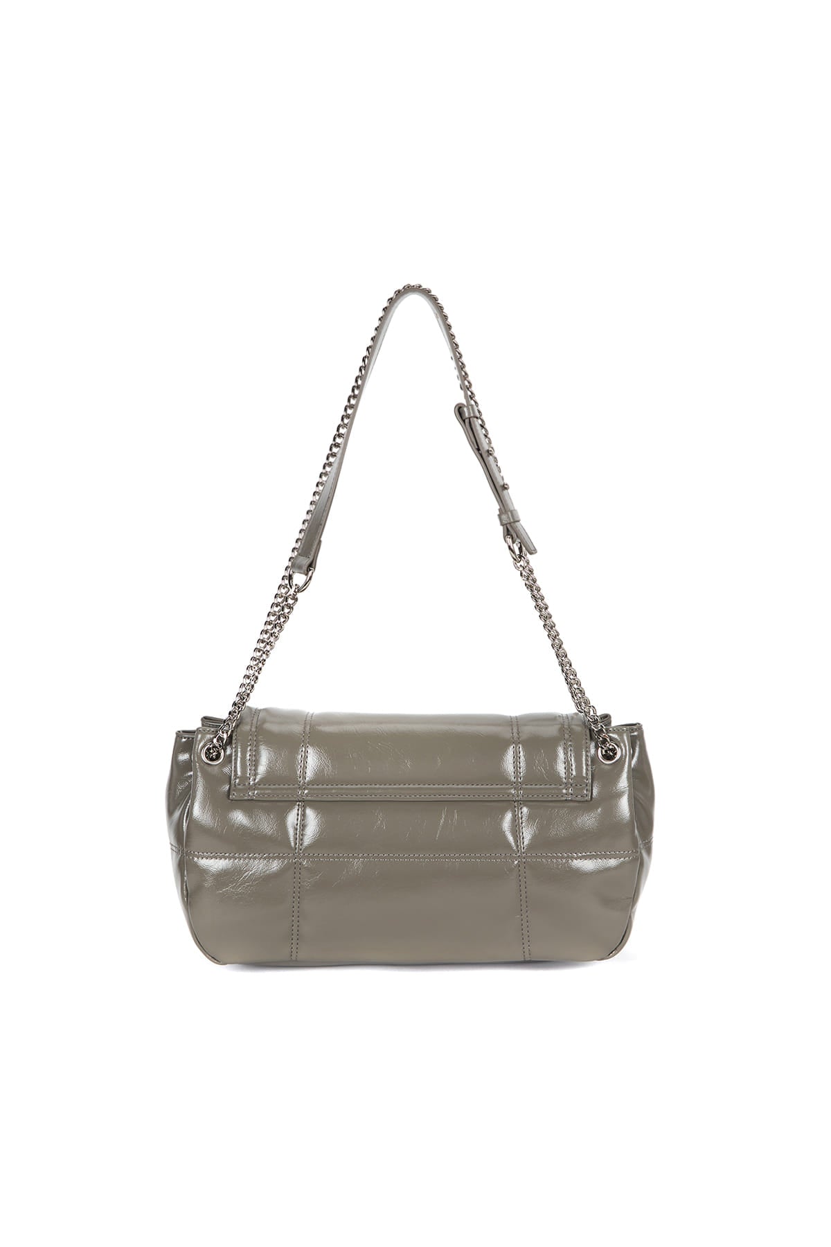 [matinkim] GLOSSY QUILTING MEDIUM CHAIN BAG IN GREY