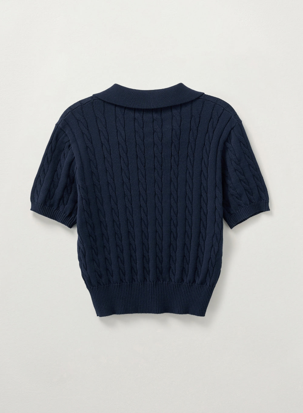 [satur] (W) Cable Collar Half Knit - Navy
