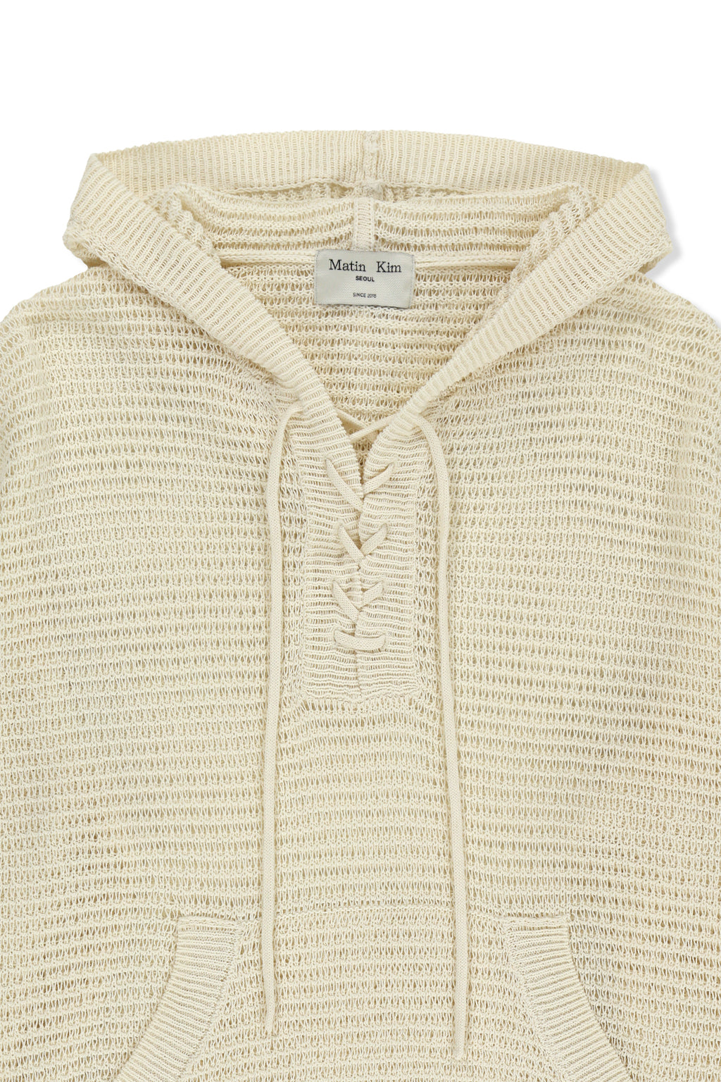 Matinkim Oversized Mesh Knit Hoodie IN Cream