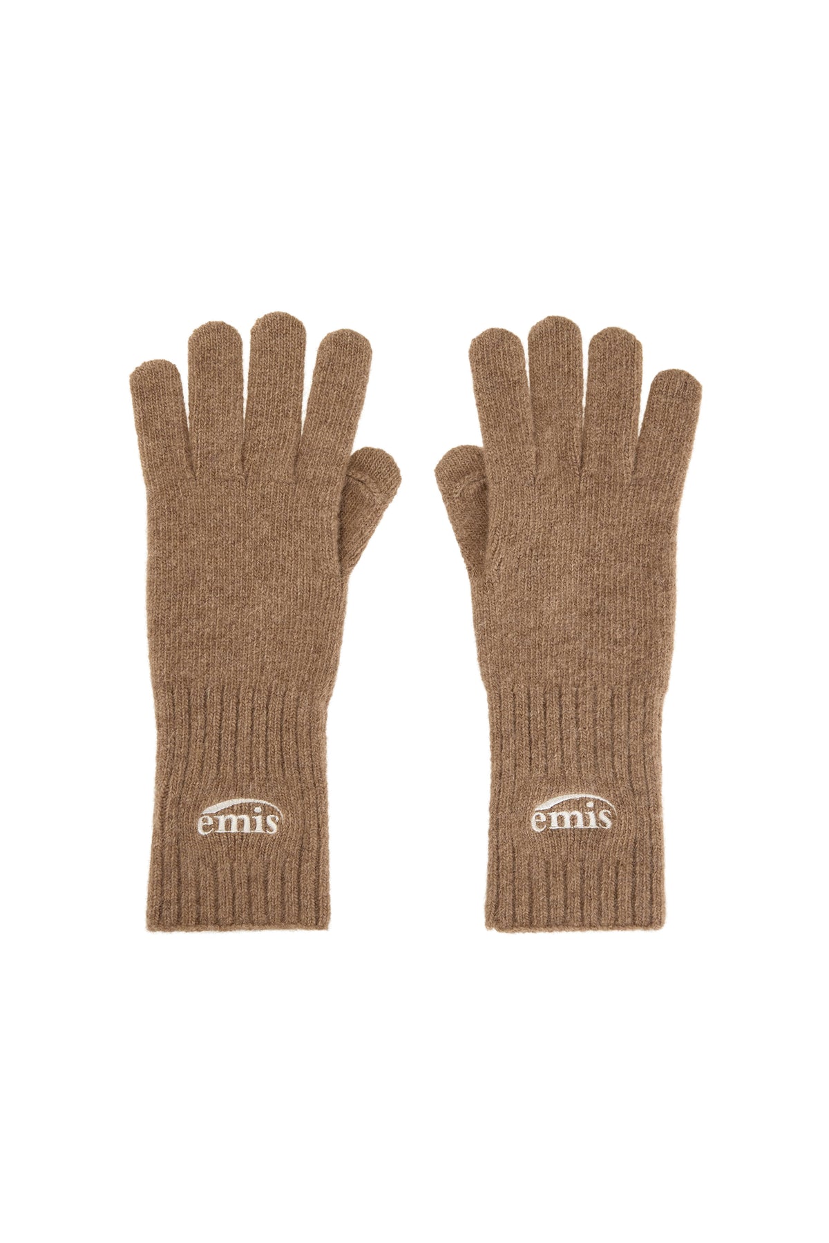 Emis Flip Finger Knit Gloves-Brown