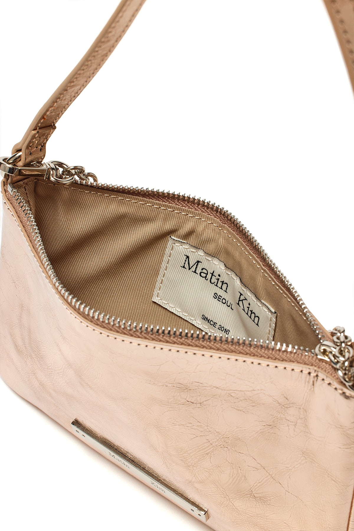 [matinkim] GLOSSY LEATHER MICRO BAG IN CHAMPAGNE