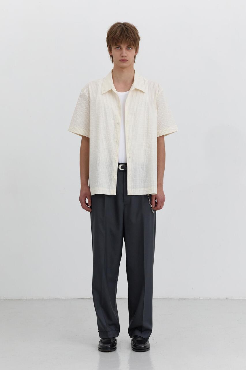 Dunst Collared Striped Shirt Cream Stripe