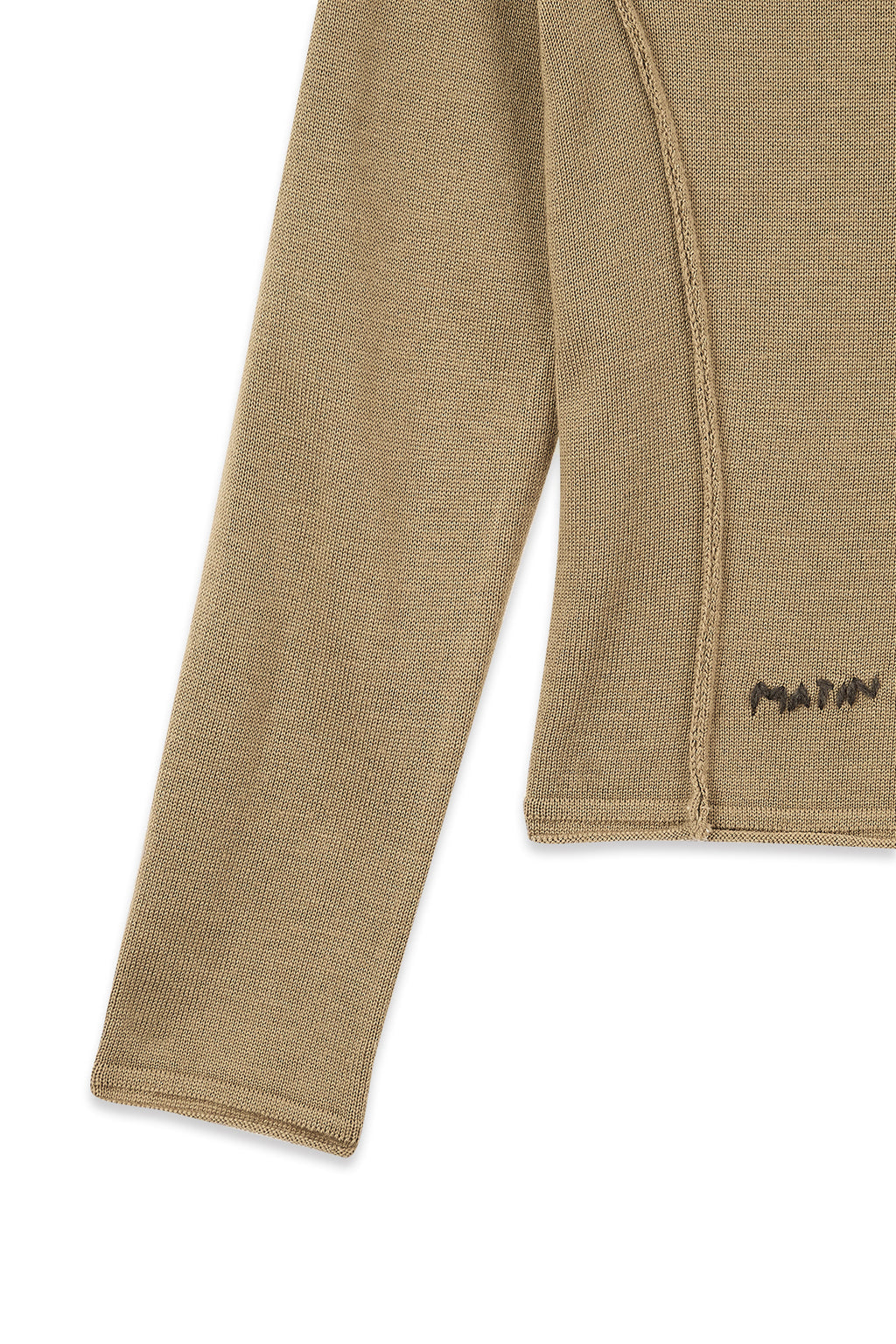[matinkim] BUTTON HOODY RAGLAN KNIT TOP IN KHAKI