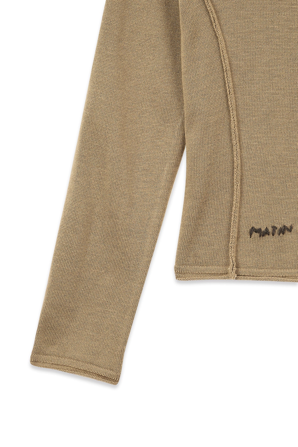 [matinkim] BUTTON HOODY RAGLAN KNIT TOP IN KHAKI
