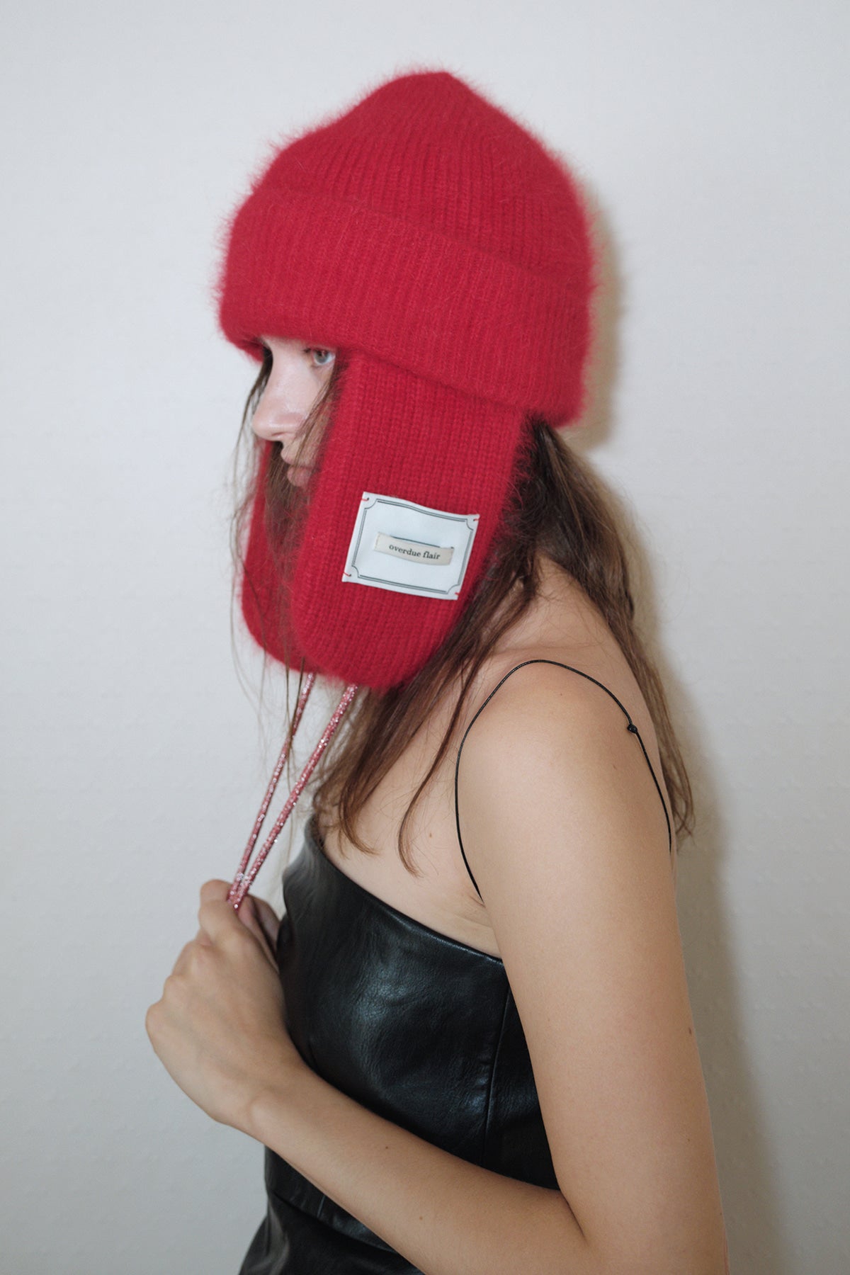 Overdueflair Angora Ear Muff Cap Cherry Red
