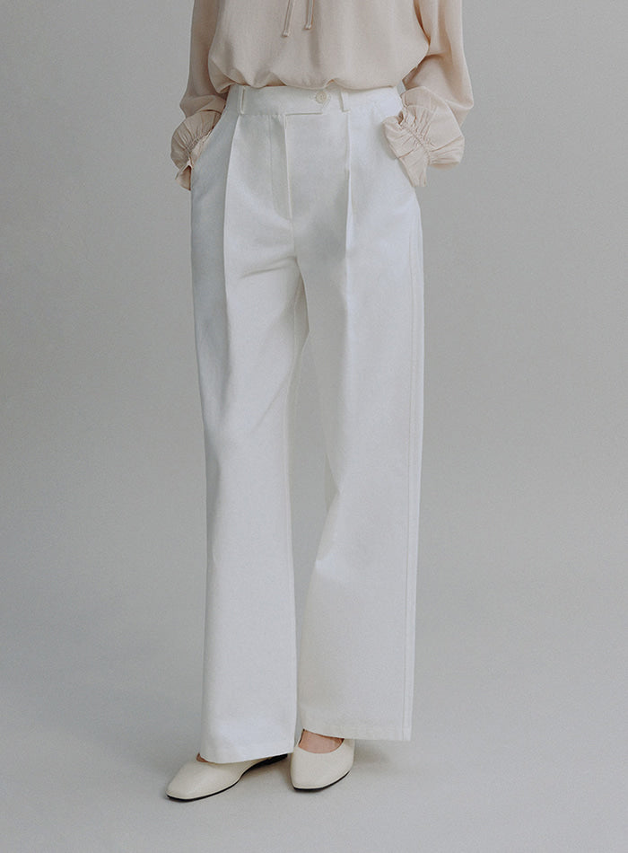 Mango Maniplease Plap Cotton Pants Ivory
