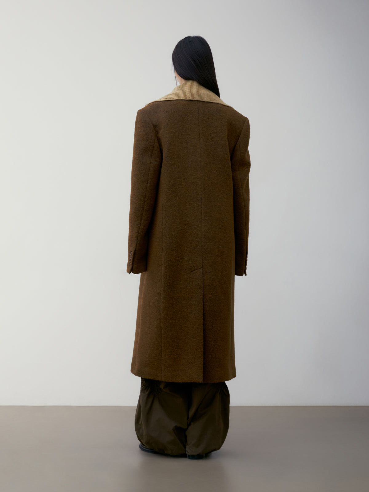 Low Classic Fluffy Wool Single Mac Coat Brown