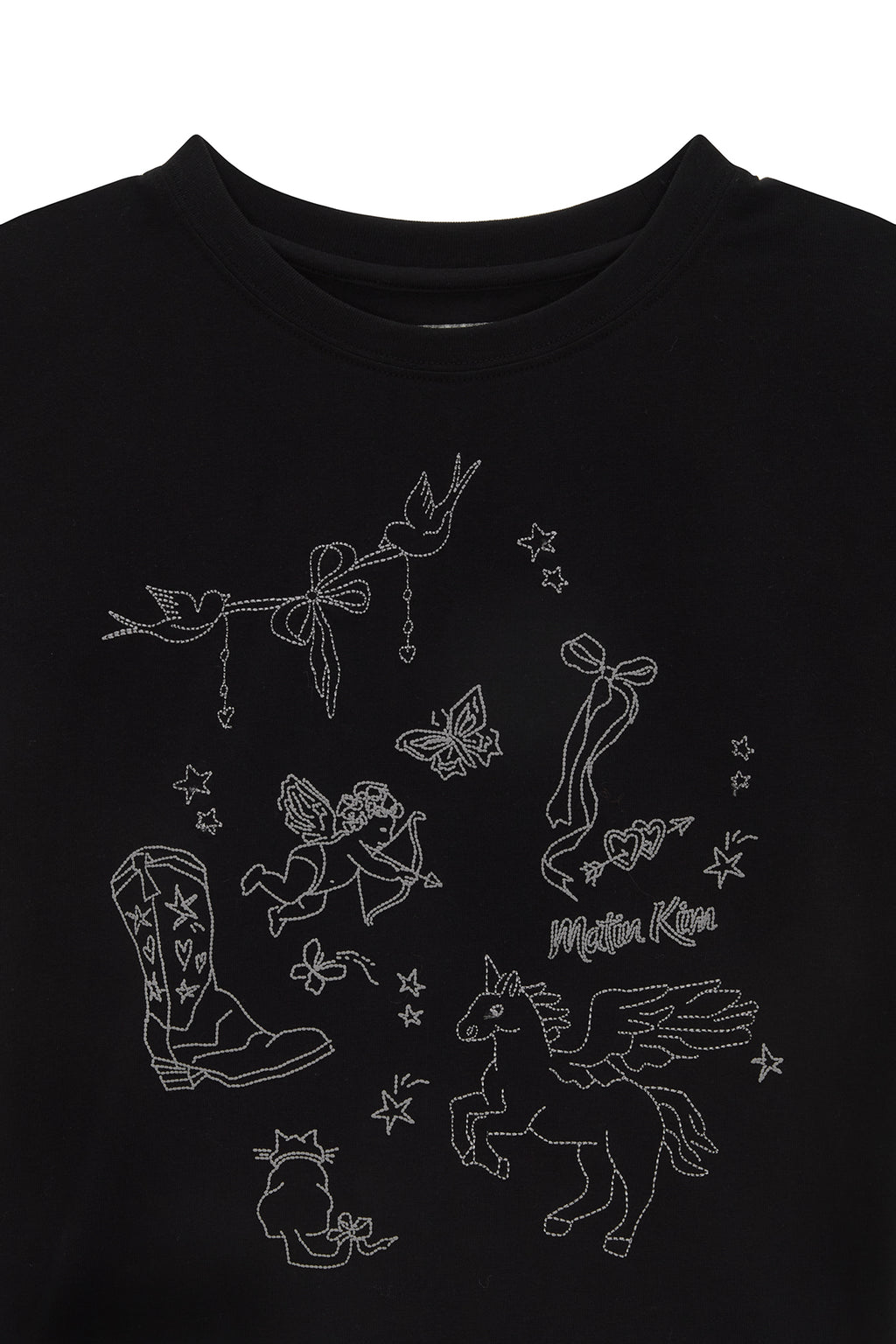 [matinkim] KITSCH PRINTING CROP TOP IN BLACK