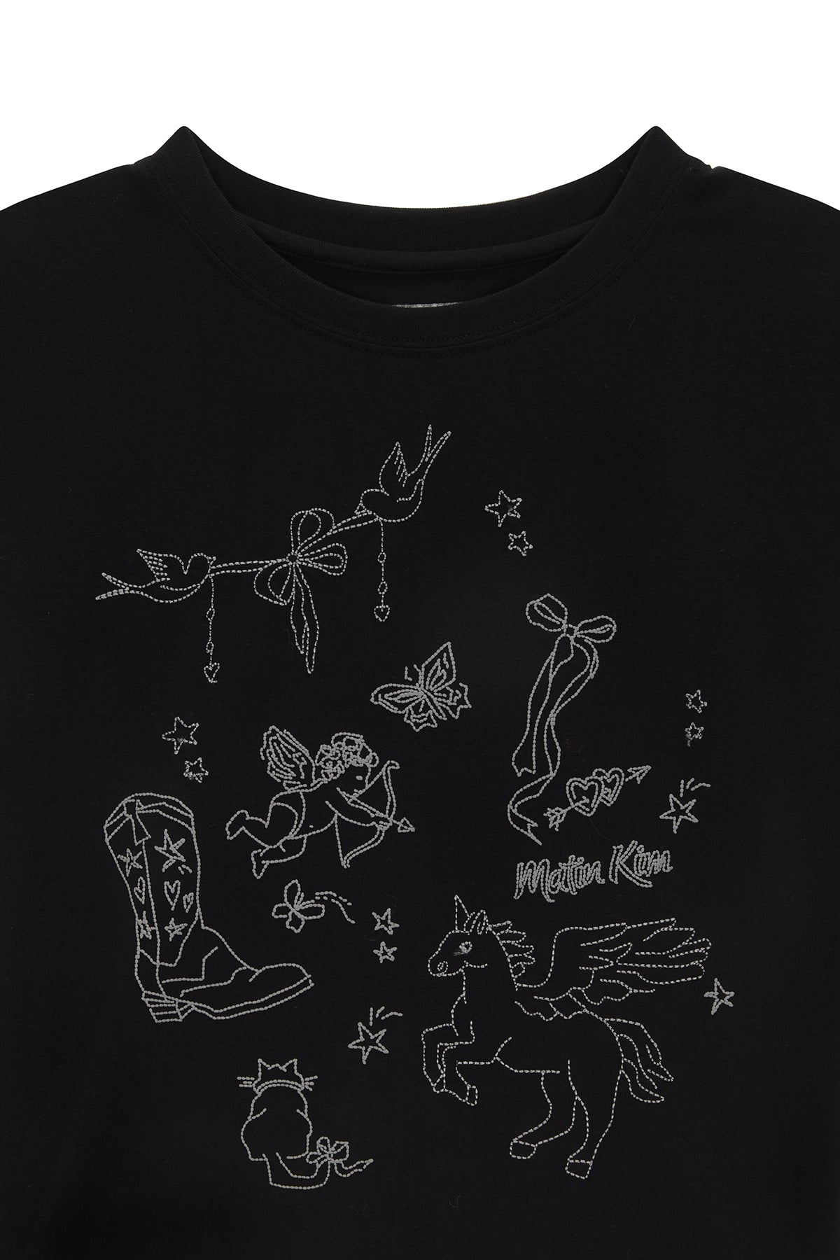 [matinkim] KITSCH PRINTING CROP TOP IN BLACK