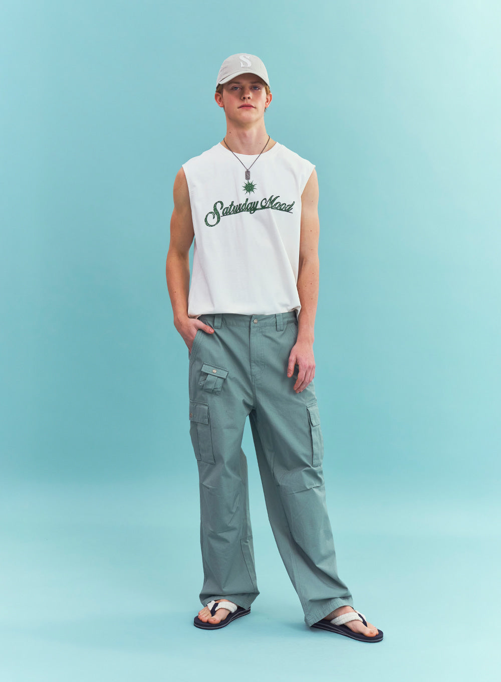 Saturday Mood Lettering Sleeveless - Cream