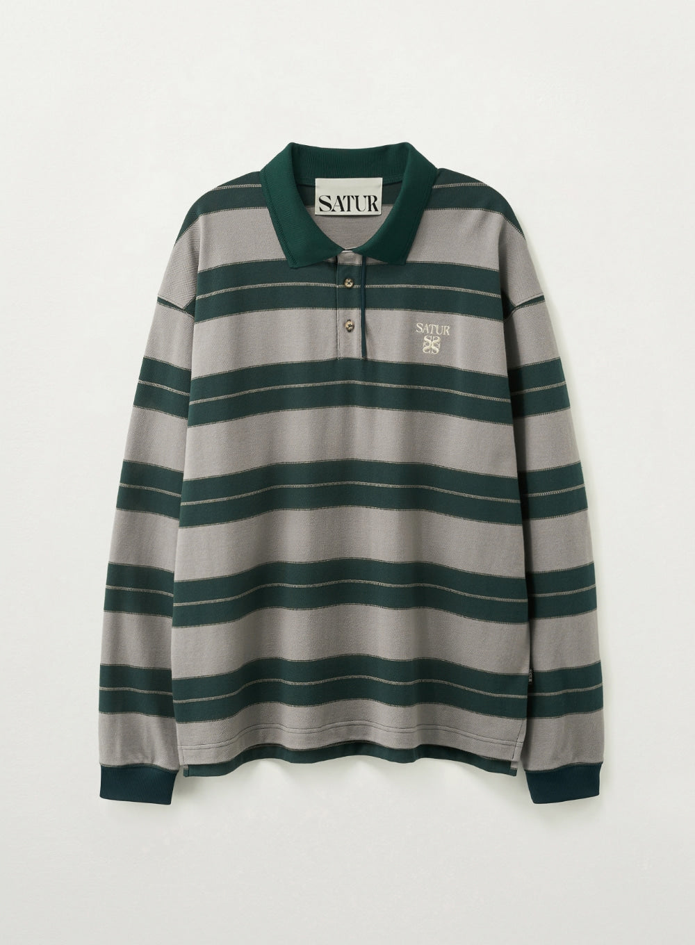 [SATUR] Apero Stripe Pique Long Sleeve - Green