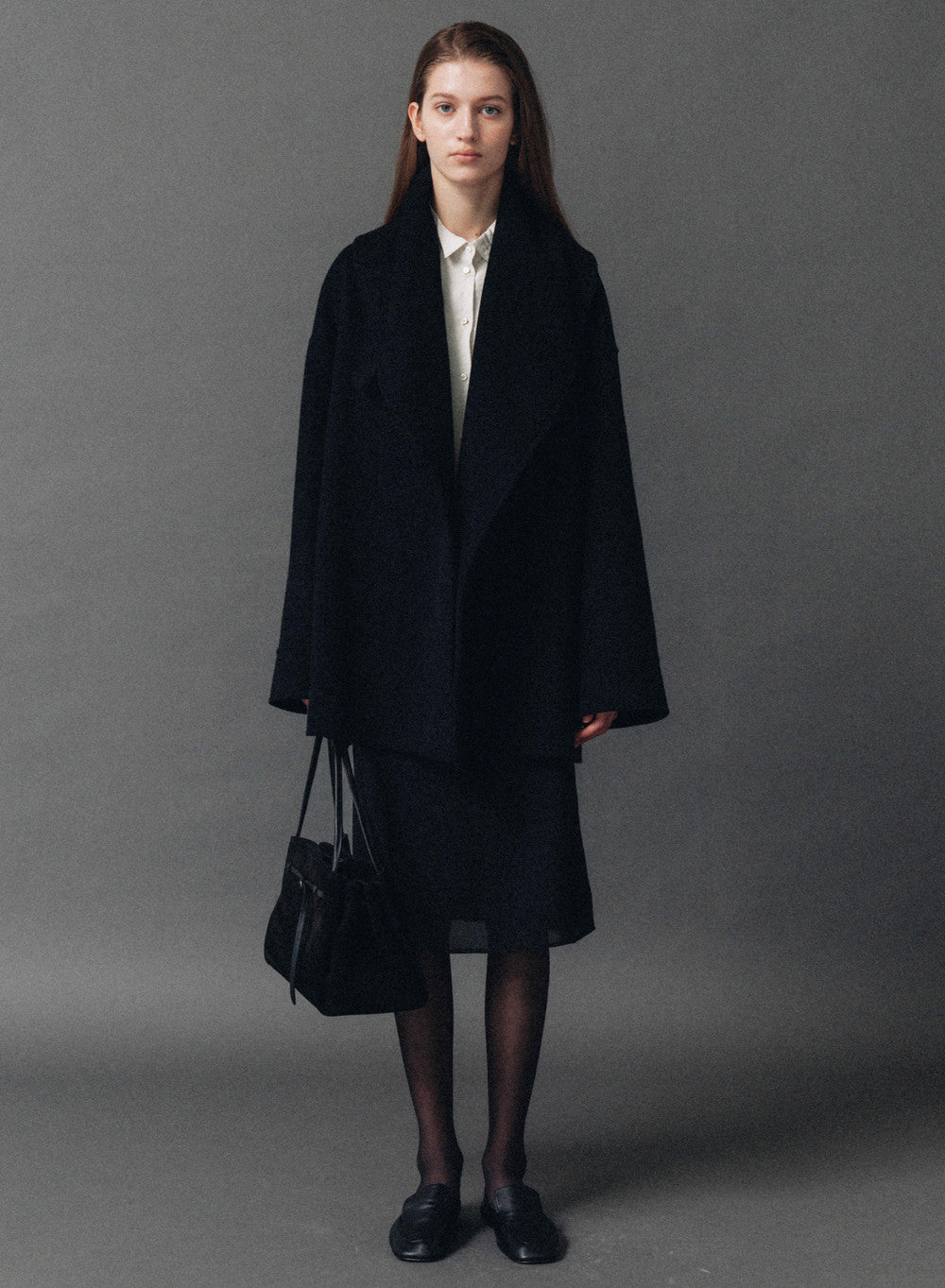 Kindersalmon Saga Cashmere Half-Coat Black