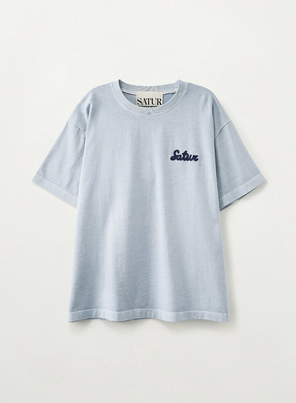 Satur Flowing Small Logo Dyed T-Shirt - Sky Blue