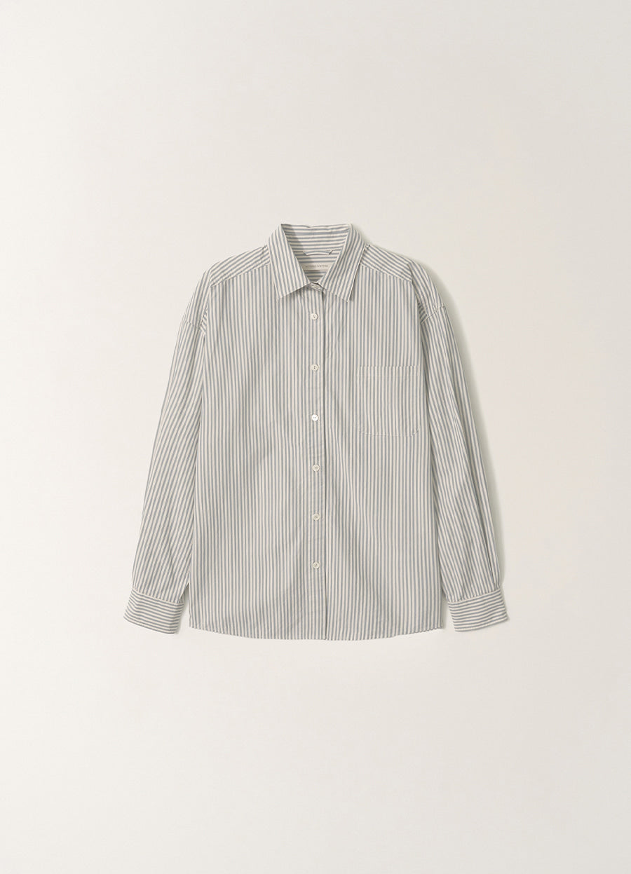 Nothing Written Monday cotton shirt (Gray stripe, W)